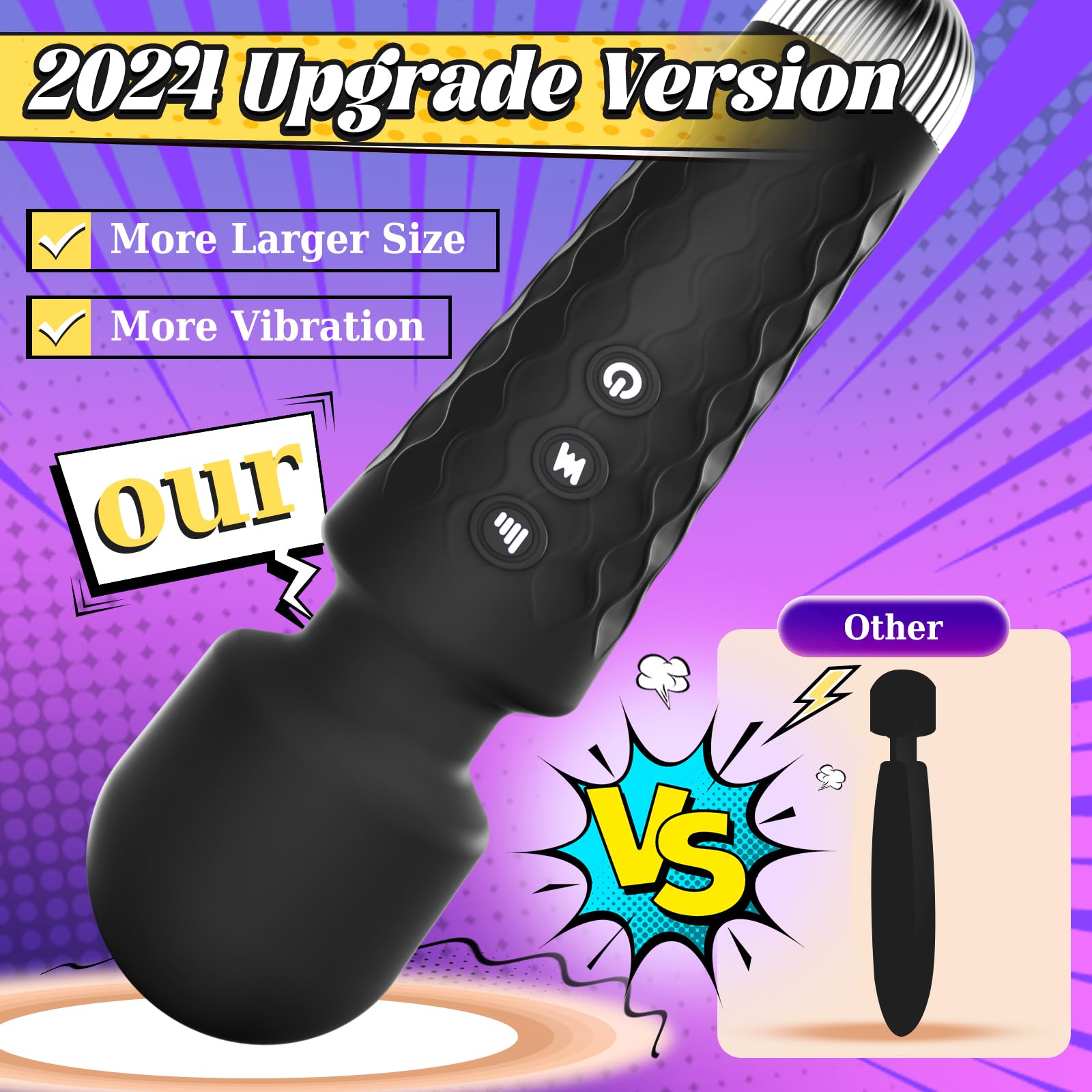 Allovü USB Rechargeable Personal Wand Massager - 10 Powerful Vibration Modes Waterproof Vibrator for Women & Couples | Adult Sex Toy for Pleasure & Intimacy | Perfect for Bedroom Fun, Spa Massage & Romantic Nights