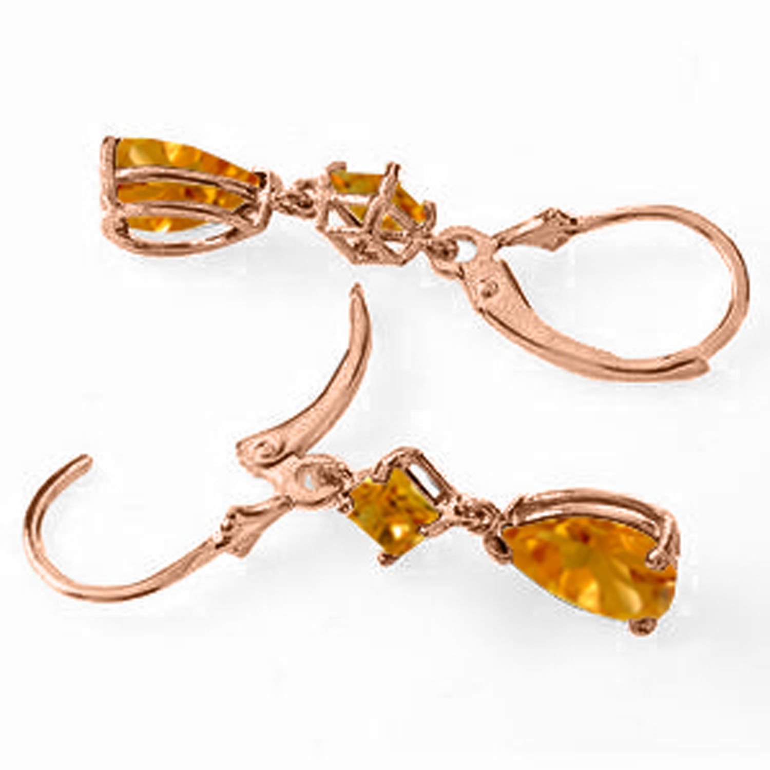 14K Rose Gold Dangling Earrings with Natural Citrine Gemstones - Elegant Dainty Jewelry for Women, Perfect Gift for Birthday, Anniversary & Special Occasions