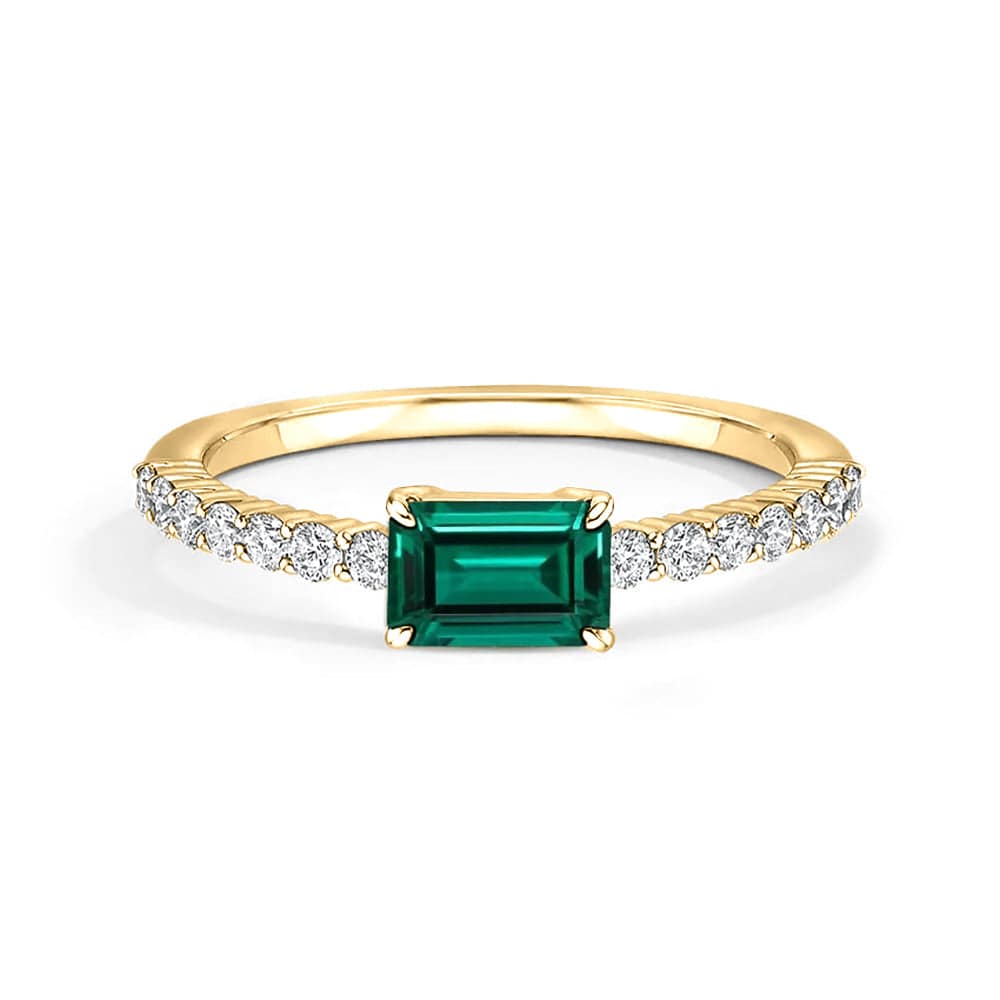 Lab Grown Emerald and Diamond Promise Ring for Women - Ethical & Affordable Engagement Jewelry - Perfect for Proposals, Anniversaries, and Special Occasions