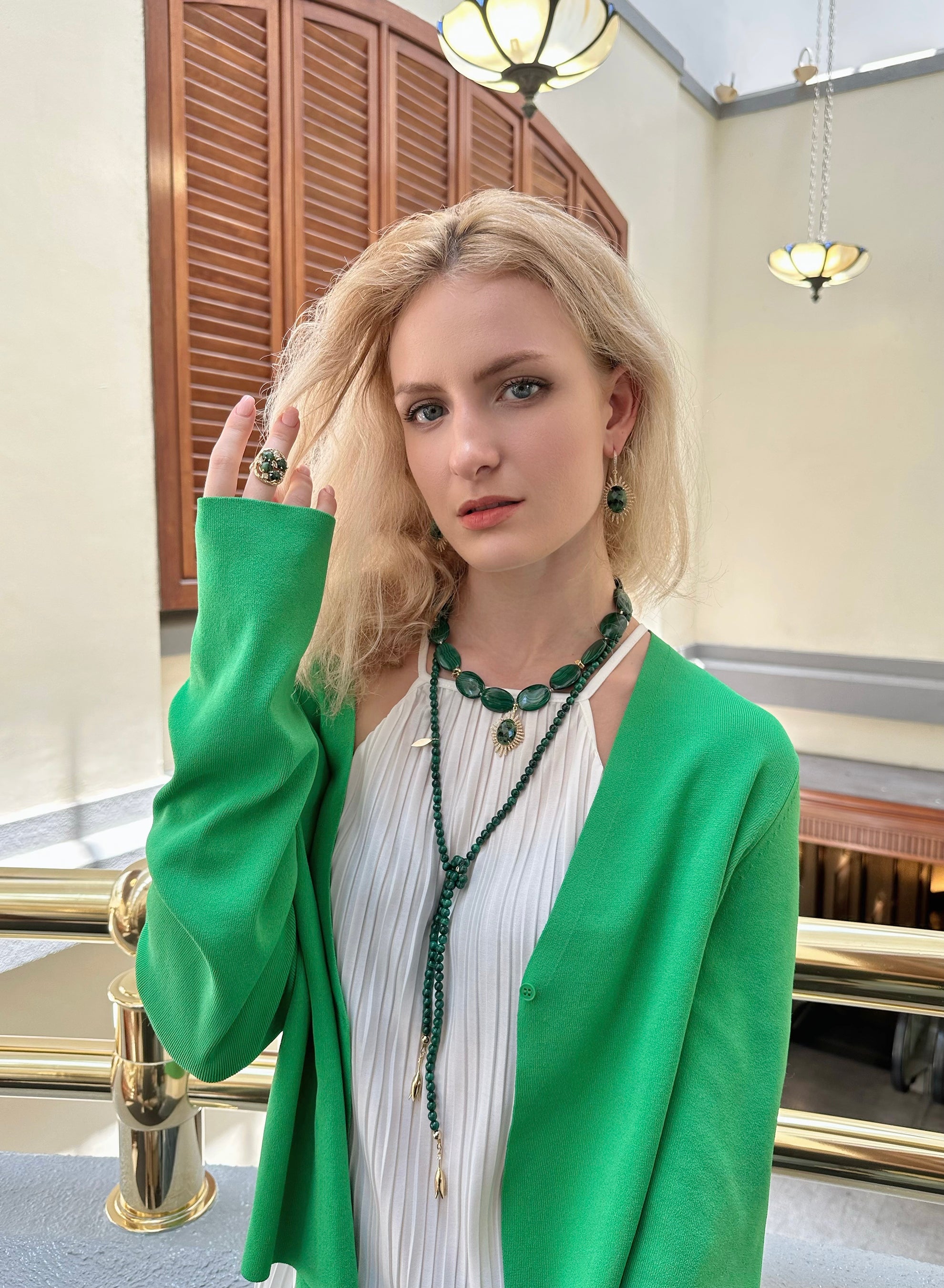 Green Zoisite Statement Earrings KE014 | Handmade Tanzanite Jewelry for Women | Perfect for Weddings, Parties & Special Occasions