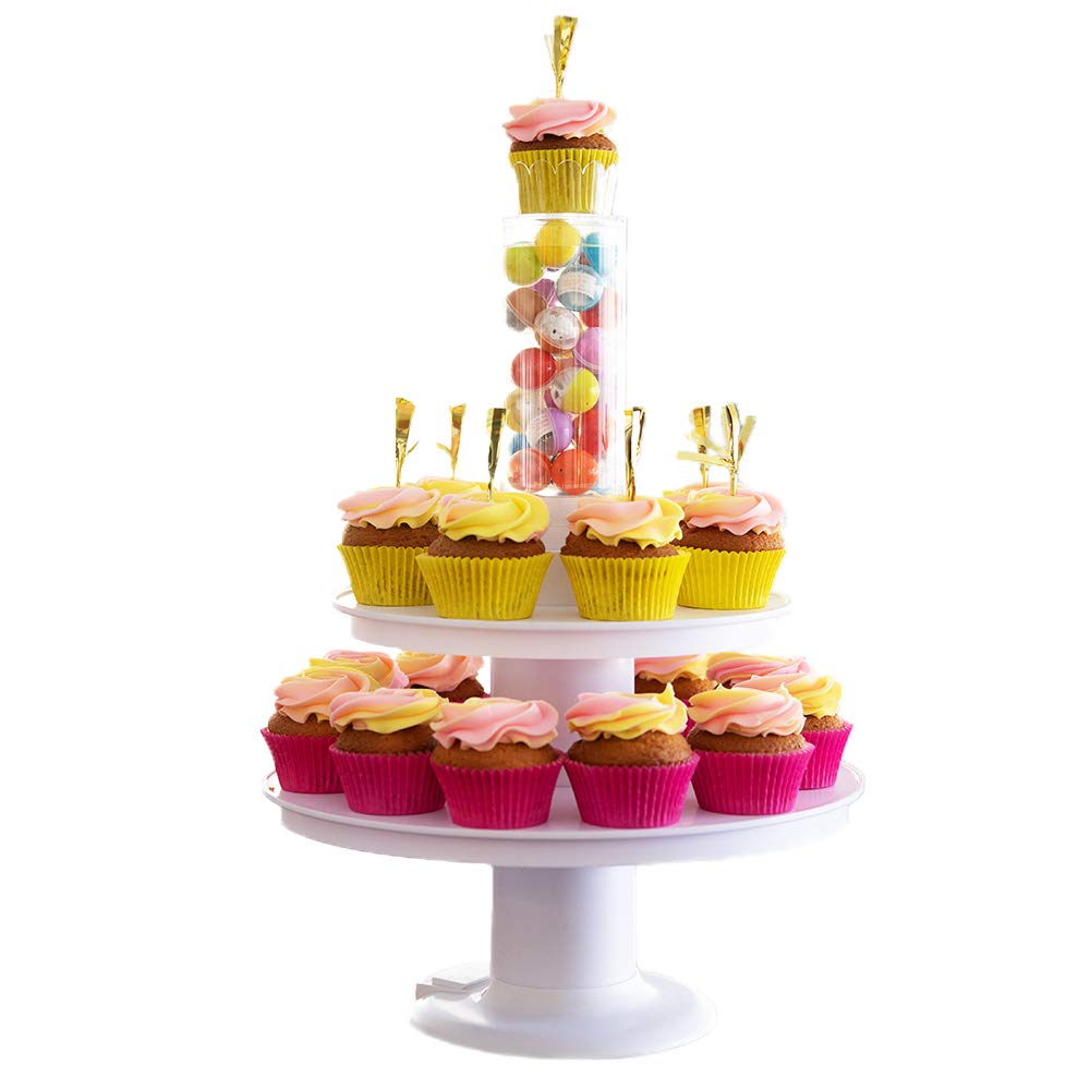2 in 1 Popping Cake and Cupcake Stand with Pull-Ring Surprise - Perfect for Birthday Parties, Baby Showers & Special Celebrations