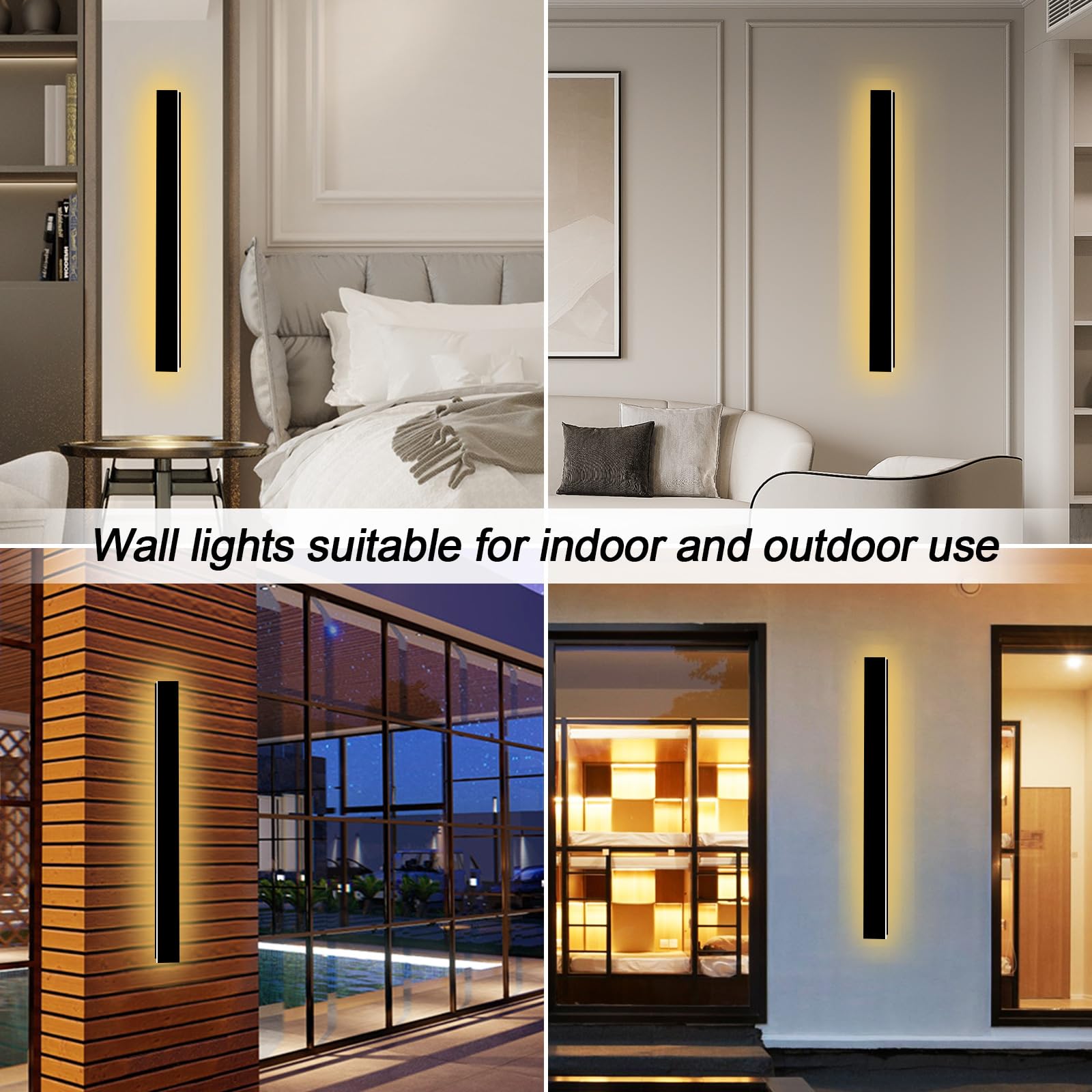 59 Inch LED Linear Wall Sconce - 3000K Warm White Modern Outdoor Wall Light, Waterproof Exterior Lighting Fixture for House, Garage, Porch, Patio, and Garden - Perfect for Entryway Illumination and Landscape Lighting