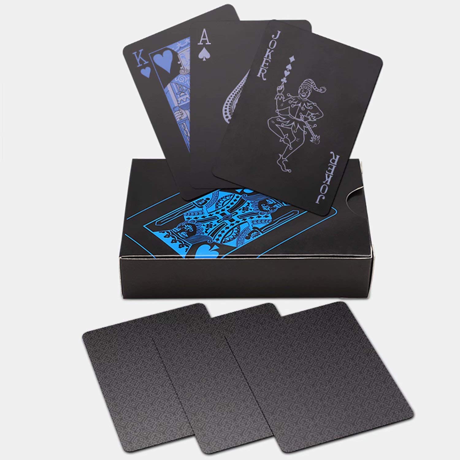 Premium Waterproof PVC Plastic Playing Cards - Flexible & Durable Poker Deck for Kids & Adults - Classic Card Game Set for Parties, Travel & Outdoor Activities (Black)