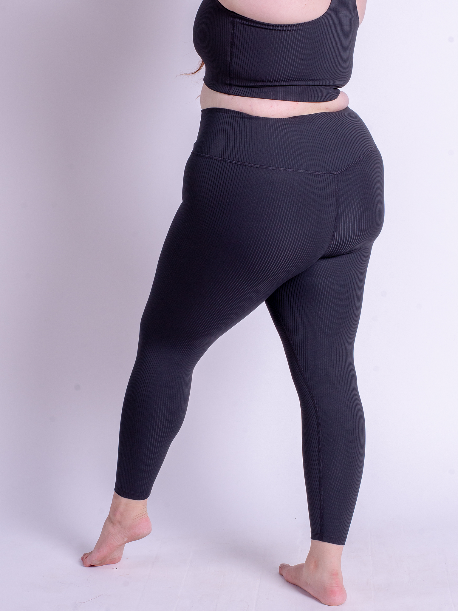 Girlfriend Collective High Waist Compressive Rib 7/8 Leggings for Women - Black | Yoga, Running & Gym Workout Activewear