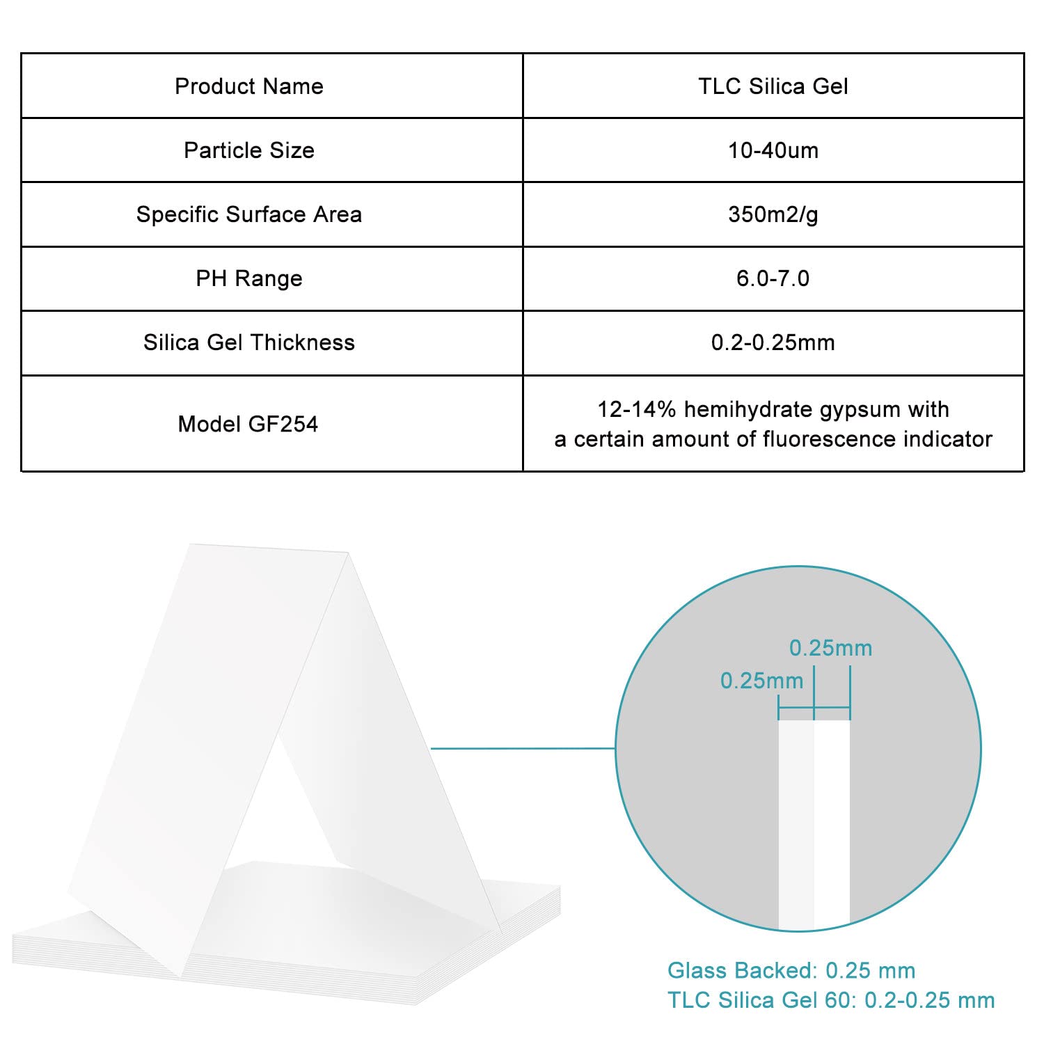 Stonylab TLC Silica Gel 60 Plates (20x20cm) - 16 Pack, 200-250µm Thick with Plastic Backing & GF254 Indicator for Thin Layer Chromatography | Lab Analysis, Chemical Separation, Pharmaceutical Testing, Research & Education