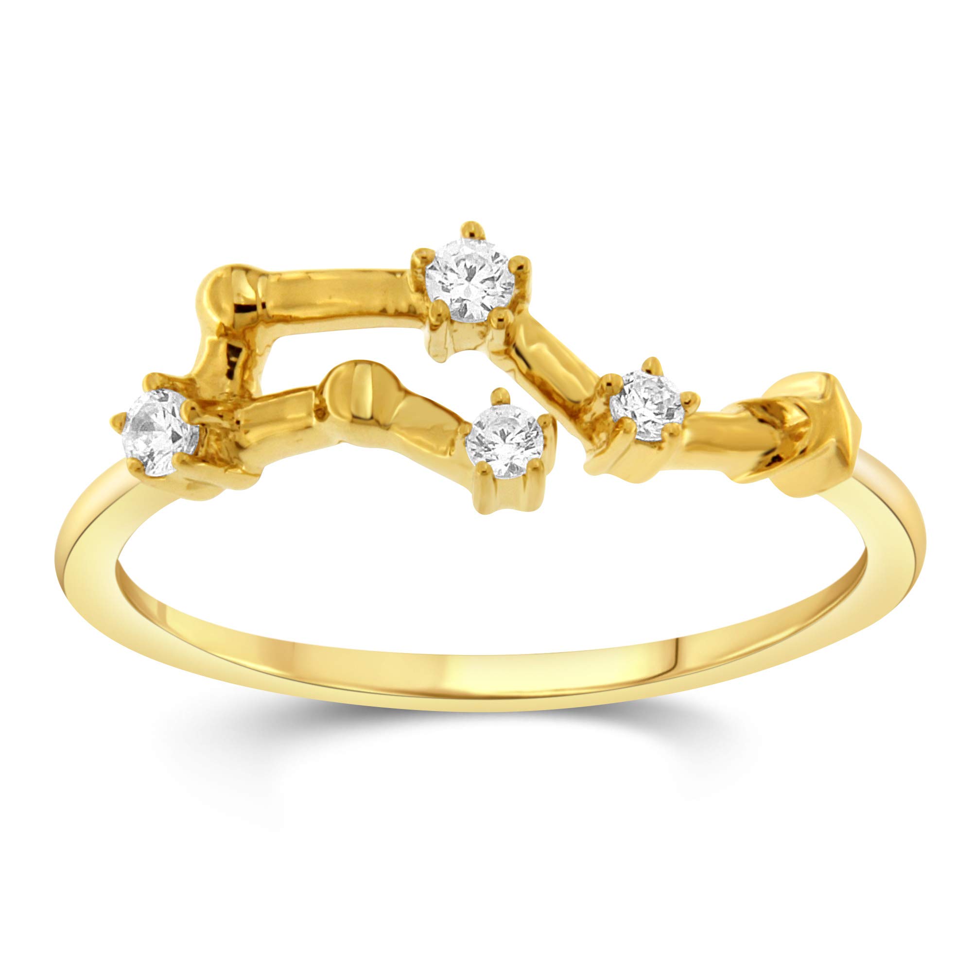 1/10 Cttw Diamond Celestial Star Zodiac Ring for Women - 925 Sterling Silver Horoscope Astrology Jewelry (H-I Color, I1-I2 Clarity) | Perfect Gift for Birthday, Anniversary & Special Occasions
