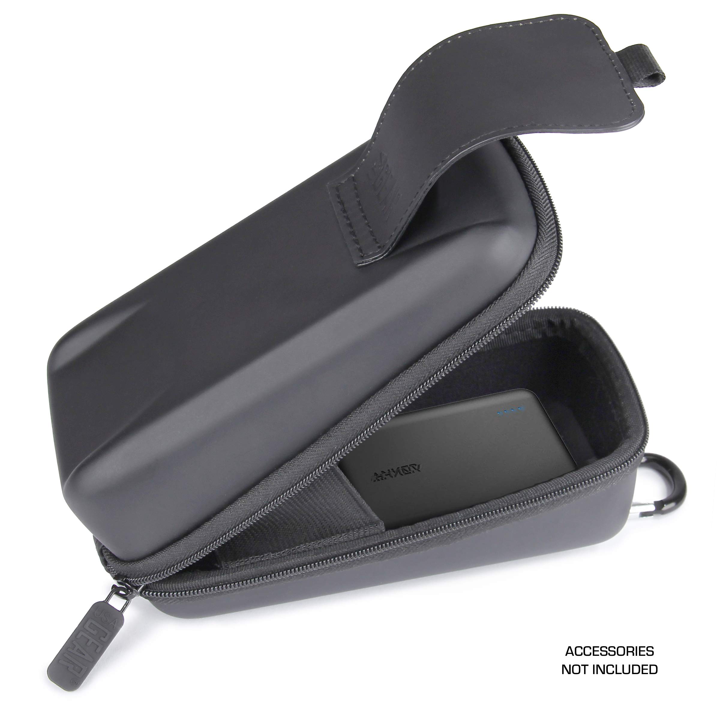 USA GEAR Waterproof Portable Charger Case - Durable Power Bank Hard Shell with Belt Loop & Carabiner | Compatible with Anker PowerCore, Ayeway, POWERADD | Perfect for Outdoor Activities, Travel & Emergency Charging