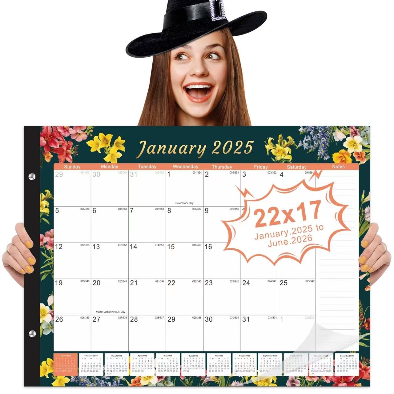 Gannyfer 2025-2026 18-Month Large Desk Calendar (22