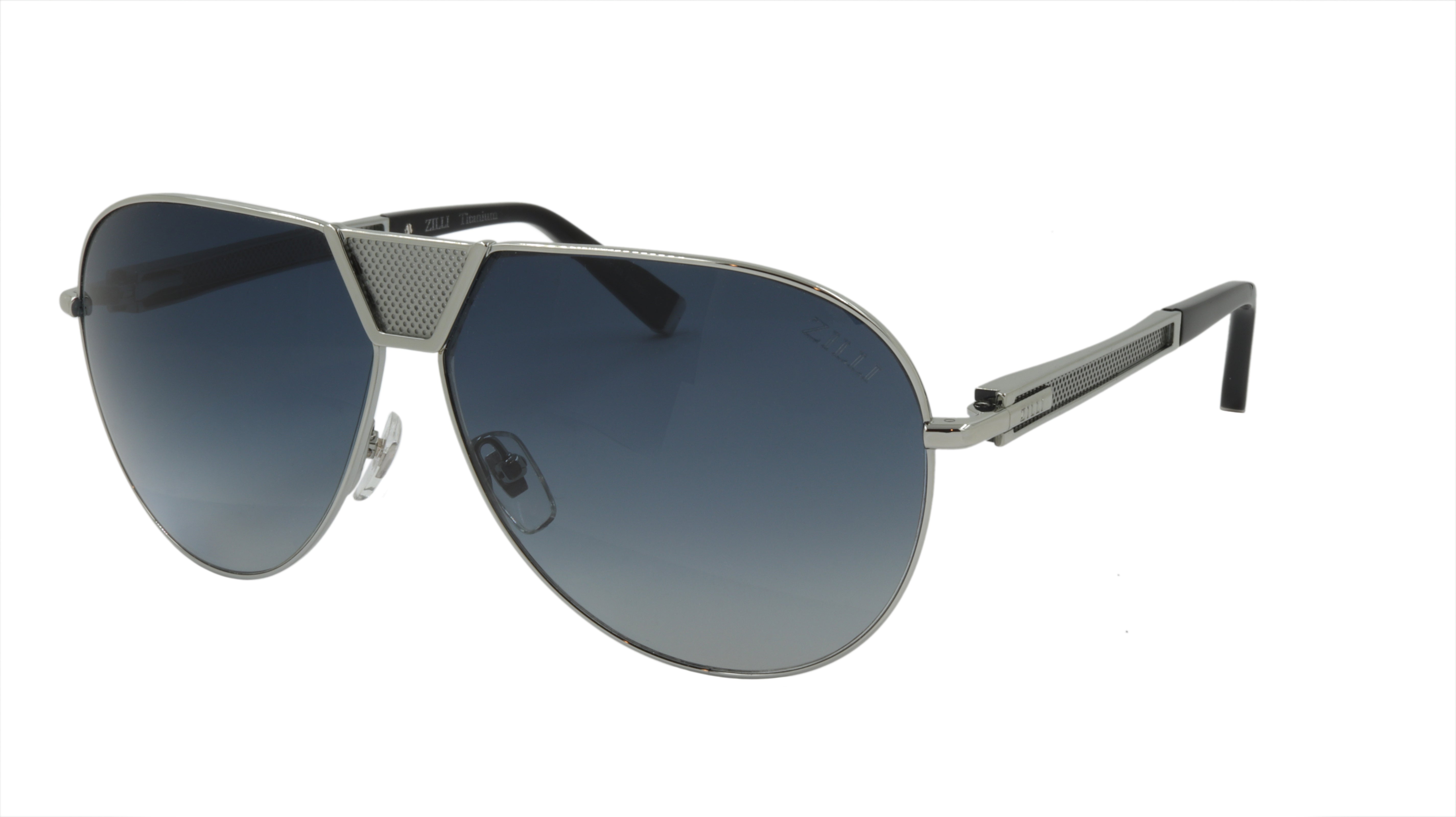 ZILLI Aviator Sunglasses - Silver & Black Titanium Frame - UV Protection - Polarized Lenses for Men & Women - Perfect for Driving, Travel & Outdoor Activities