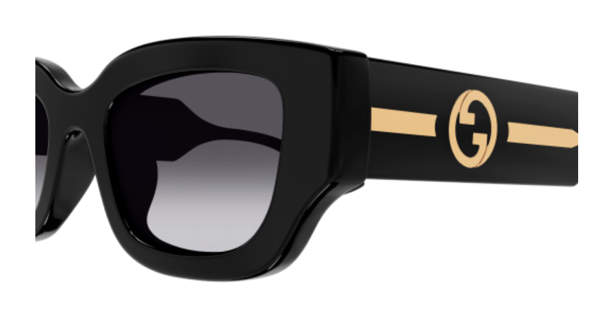 Gucci GG1558SK 001 Black/Grey Gradient Oversized Cat Eye Sunglasses for Women - UV Protection Fashion Shades for Beach, Driving & Outdoor Activities