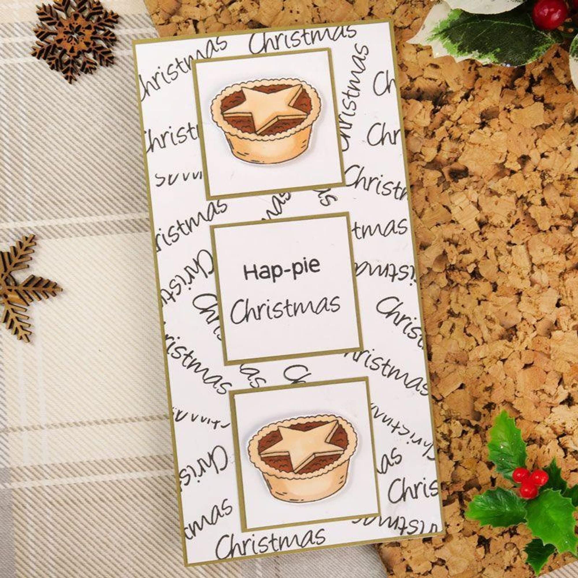 Hunkydory Crafts - The Love of Stamps - Hap-Pie Christmas Card Making Kit | DIY Holiday Greeting Cards for Family & Friends | Perfect for Christmas Crafting, Scrapbooking & Gift Giving