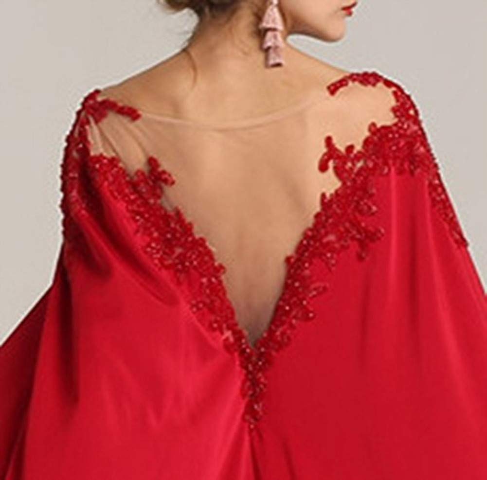 Elegant Long Formal Prom Dress for Women - Mother of The Bride Lace Gown with Cape Illusion Neckline | Perfect for Weddings, Parties & Special Occasions