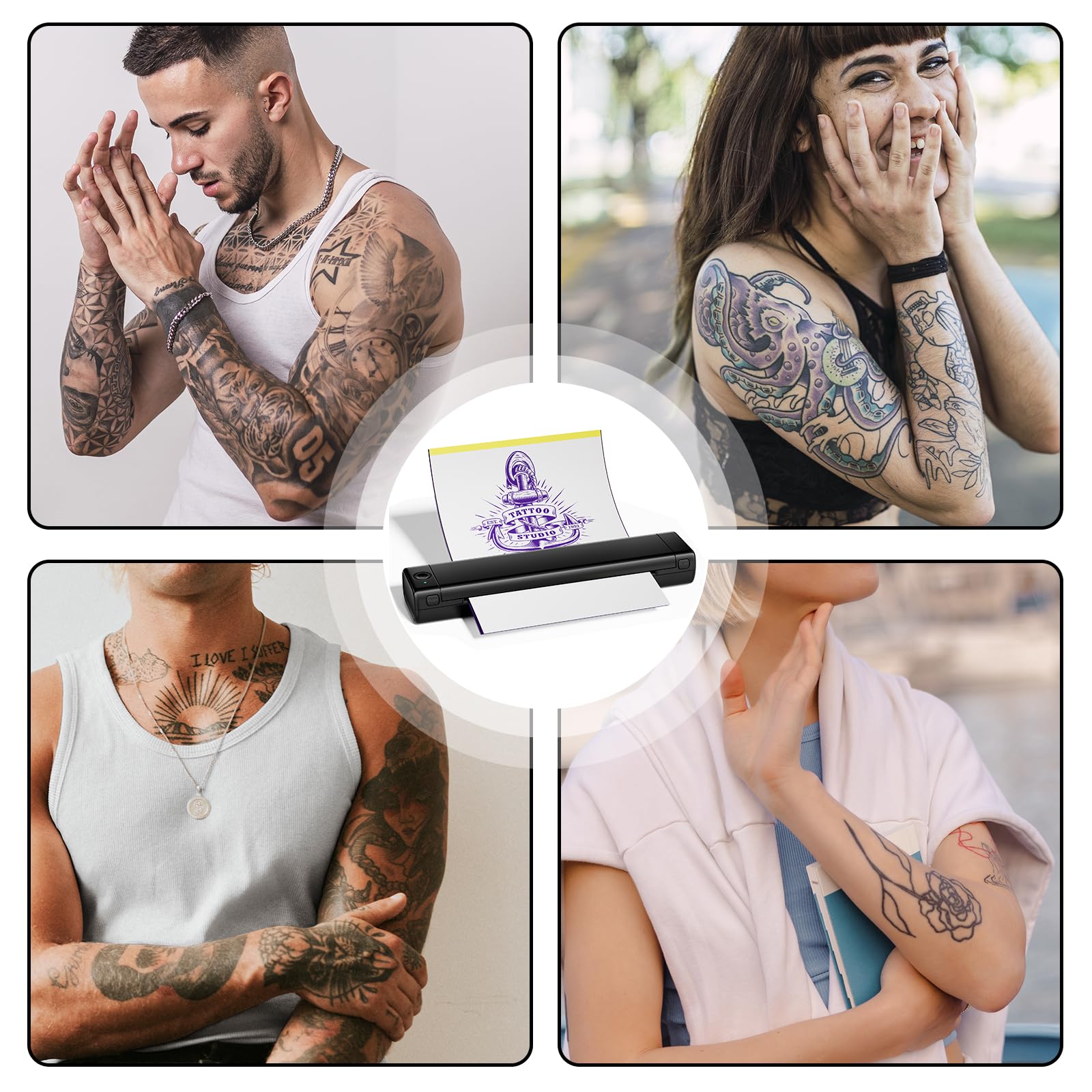 Zoolion M08F Tattoo Stencil Printer - Thermal Transfer Machine for Tattoo Artists with 10Pcs Transfer Paper | Compatible with Phone, Tablet & PC | Perfect for Tattoo Studio, Home Practice & Professional Tattooing