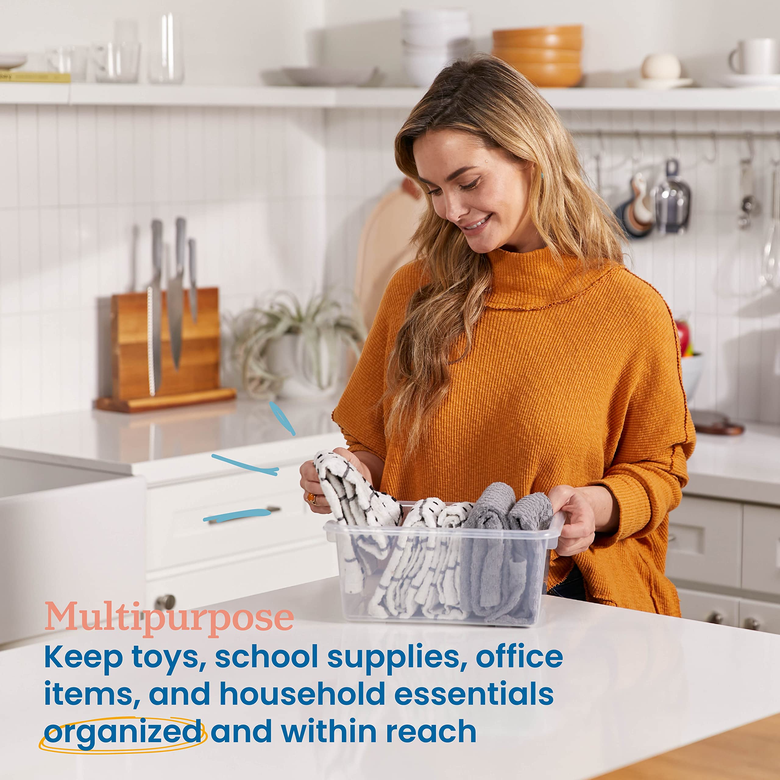 ECR4Kids Clear Scoop Front Storage Bins - 25-Piece Set for Classroom, Home & Office Organization - Multipurpose Plastic Bins for Toys, Books, Supplies & Craft Storage
