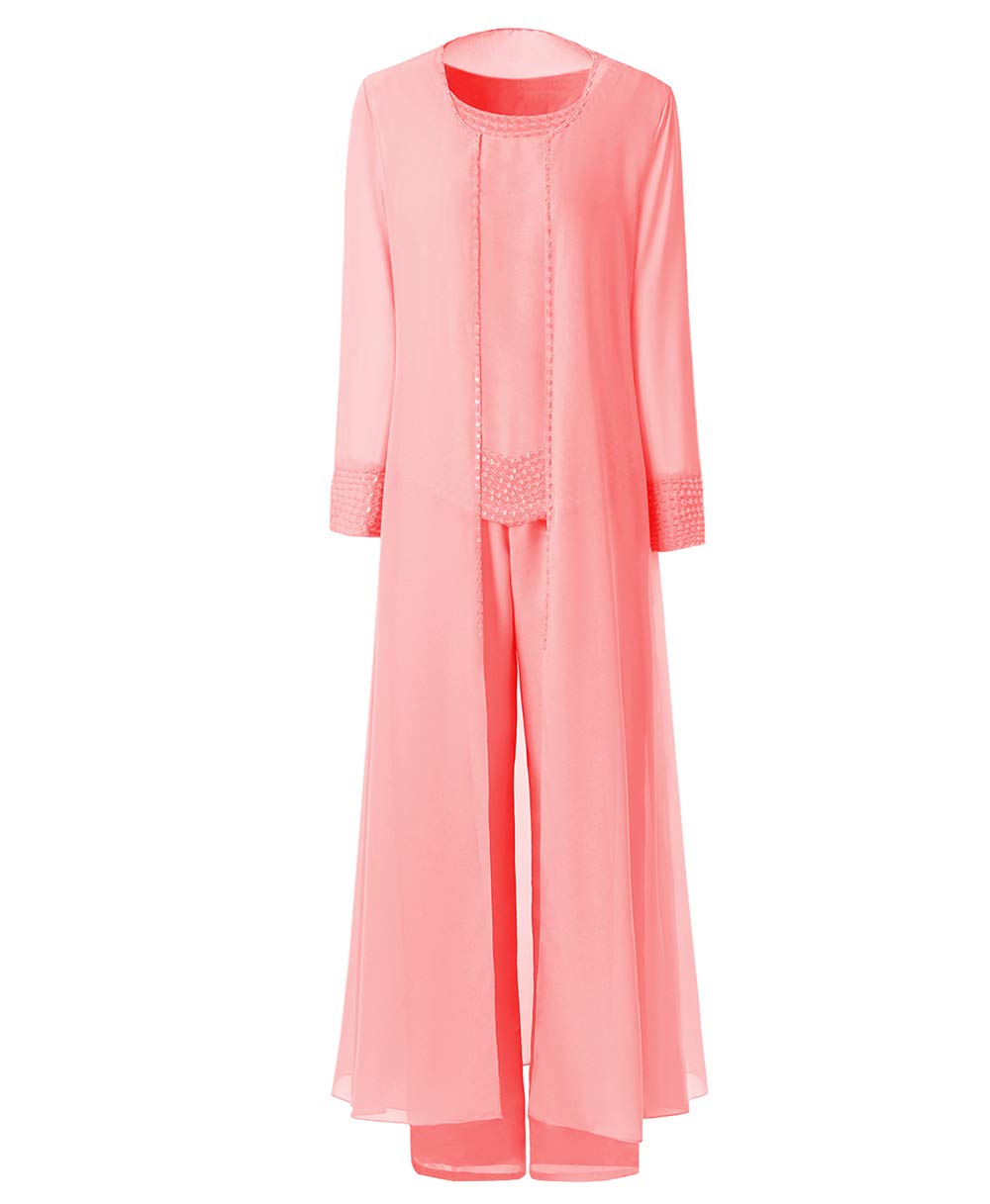 Elegant Beaded Chiffon Women's 3-Piece Jumpsuit Pant Suit with Jacket - Mother of the Bride Dress for Weddings, Parties & Special Occasions