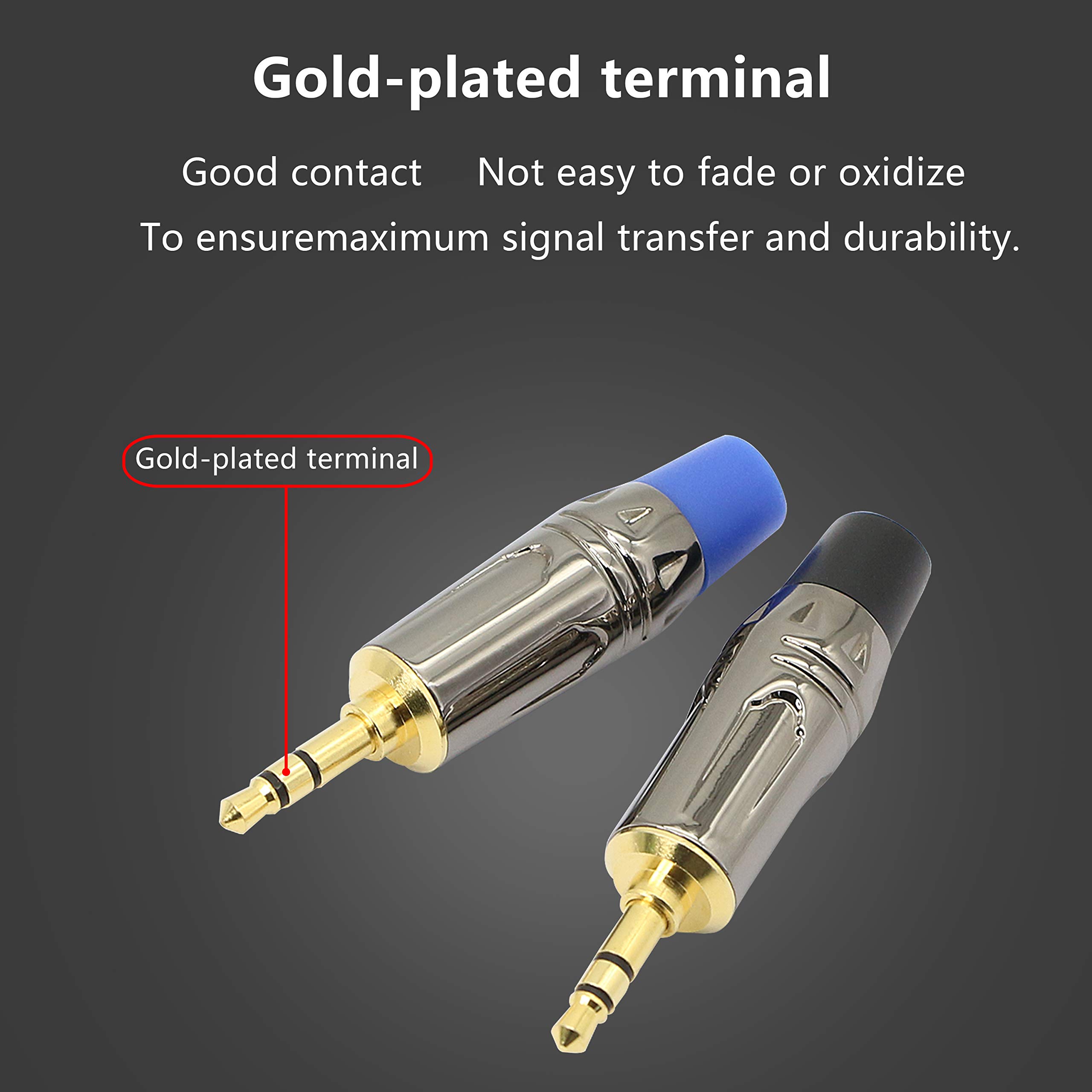 GELRHONR 3.5mm Male Plug Headphone Audio Connector - 2-Pack TRS Solder Type DIY Replacement Adapter for Stereo Headsets, Earbuds, Speakers | Repair & Custom Audio Cable Projects | Home, Studio, Car Use