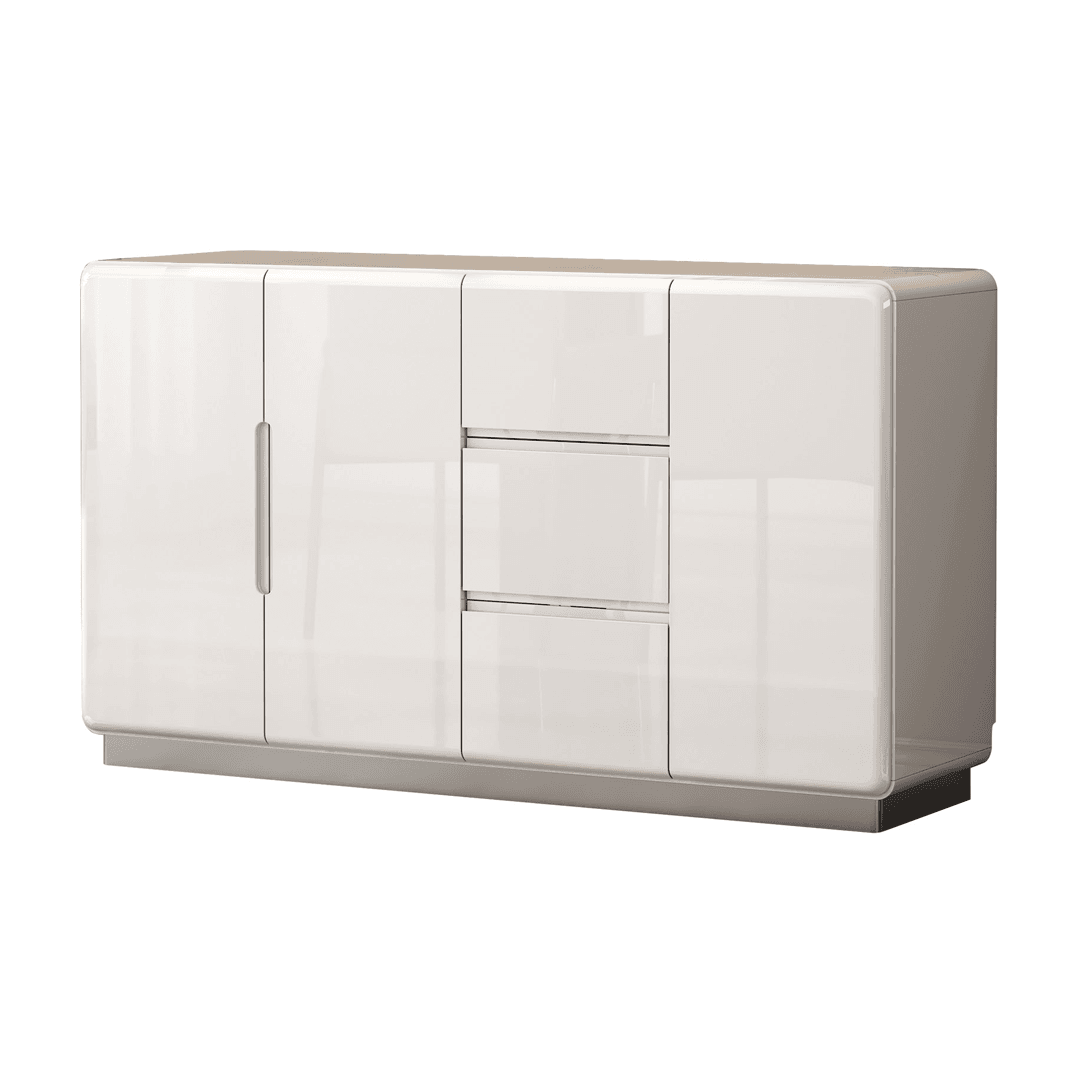 Estrella Gloss White Sideboard 140cm - Modern Buffet Cabinet for Dining Room, Living Room & Entryway Storage