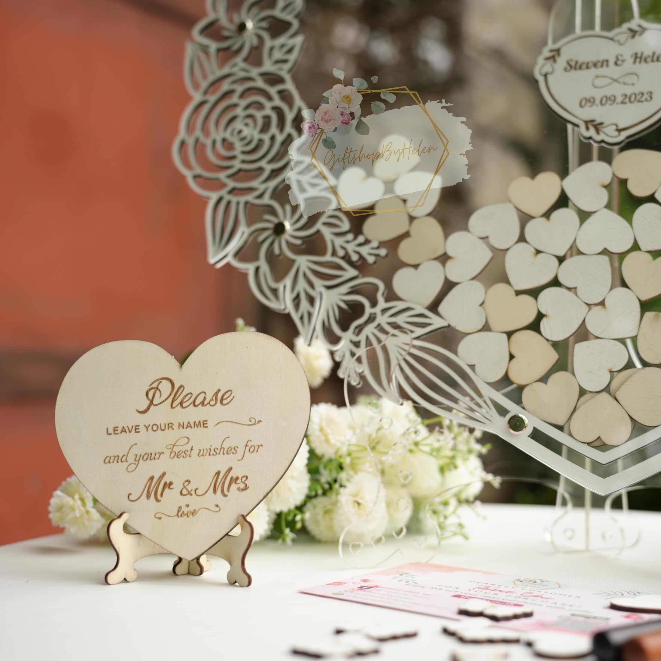 Personalized Heart-Shaped Wedding Guest Book - Unique Alternative Guest Book with Drop Box & Frame - Perfect for Weddings, Anniversaries, and Romantic Events