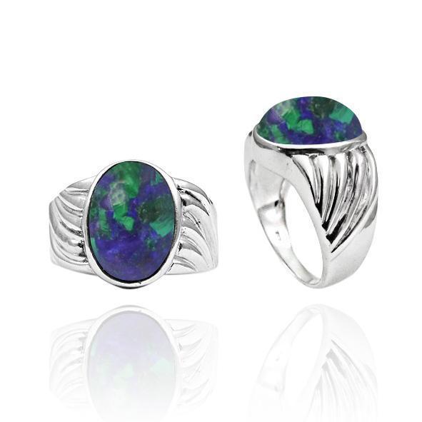 Azurite Malachite Cocktail Ring for Women - Elegant Blue Green Gemstone Statement Ring - Perfect for Evening Parties, Weddings & Special Occasions