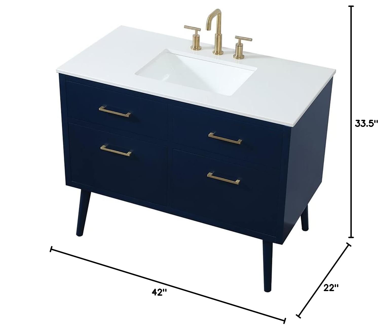 42 Inch Elegant Blue Bathroom Vanity Cabinet for Modern Kitchen & Bath - Perfect for Small Bathroom Remodeling & Space-Saving Storage Solutions