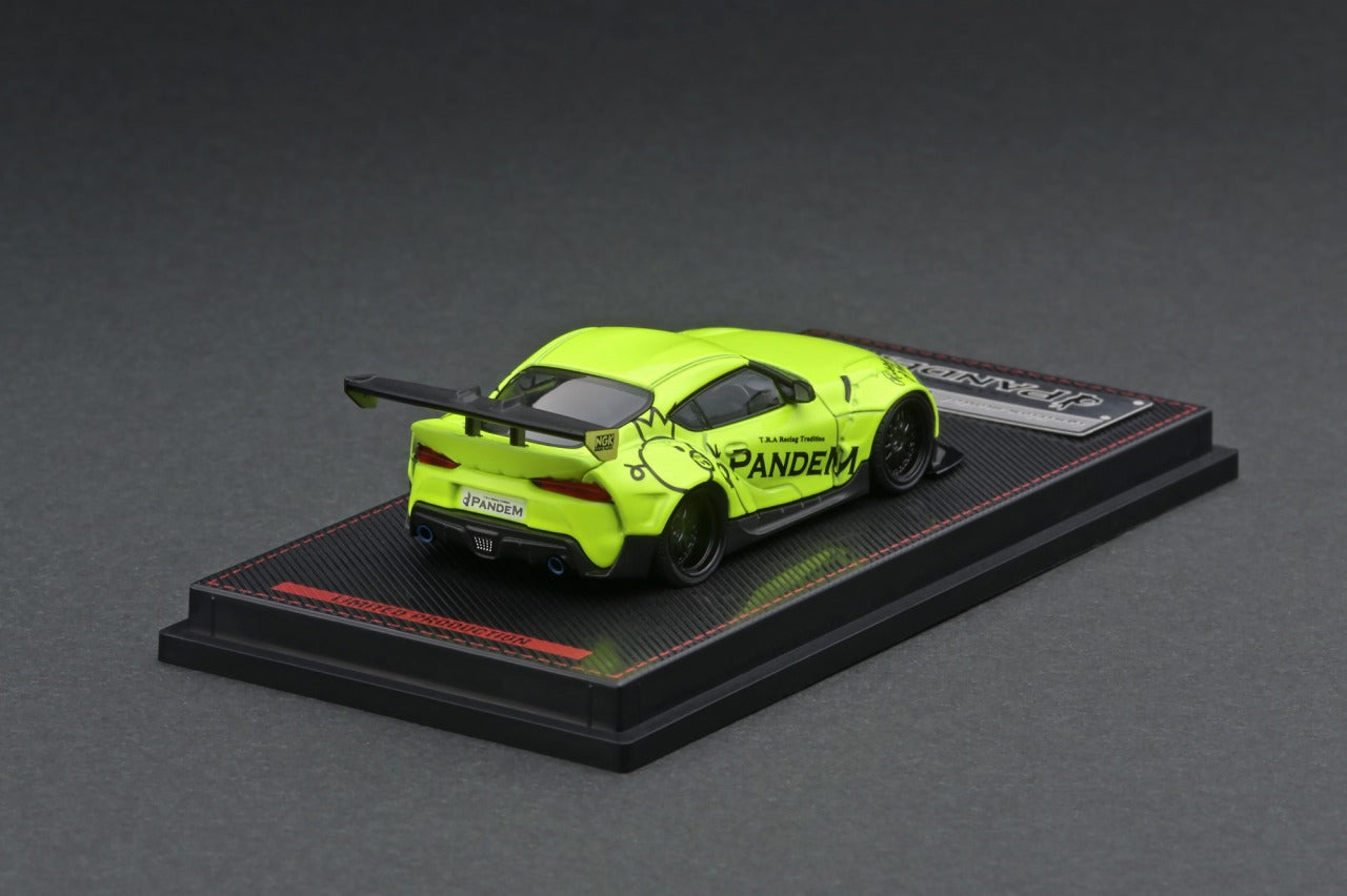 1/64 Scale PANDEM Toyota Supra A90 Diecast Model Car - Yellow Green - Collectible Toy for Car Enthusiasts & Display for Home/Office Decor