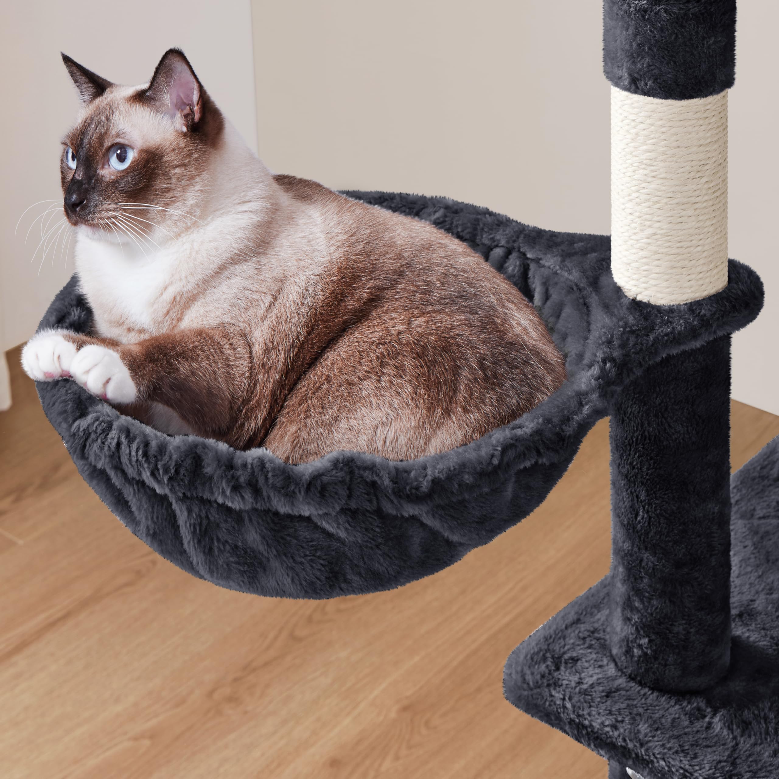 Topeakmart 63.5 Inch Cat Tree Tower for Indoor Cats - Multi-Level Cat Condo with Scratching Posts, Perches & Playhouse - Perfect Kitten Activity Center for Small Spaces & Apartments