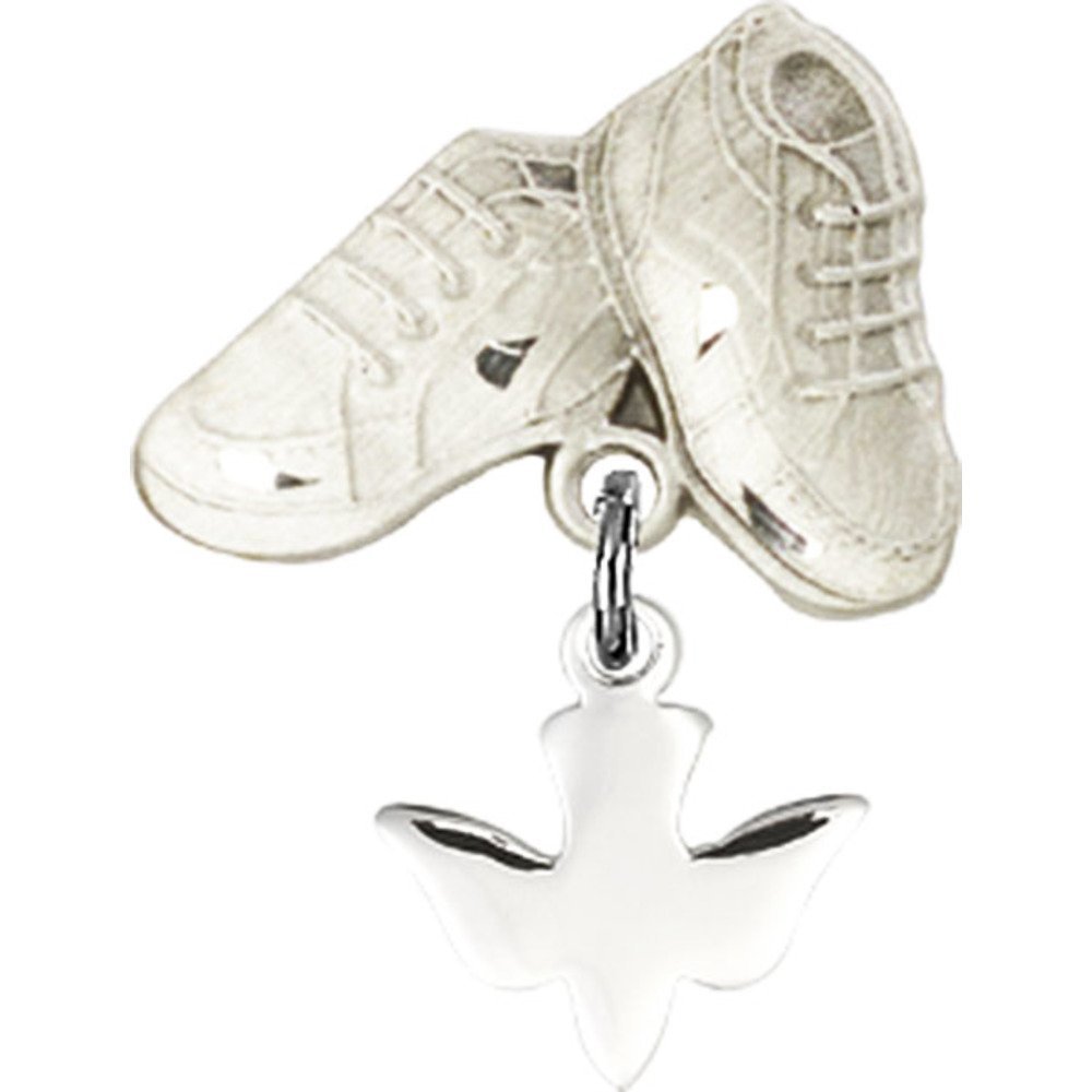 Bonyak Jewelry Saint Medal Collection - Sterling Silver Baby Badge with Holy Spirit Charm & Baby Boots Pin (7/8