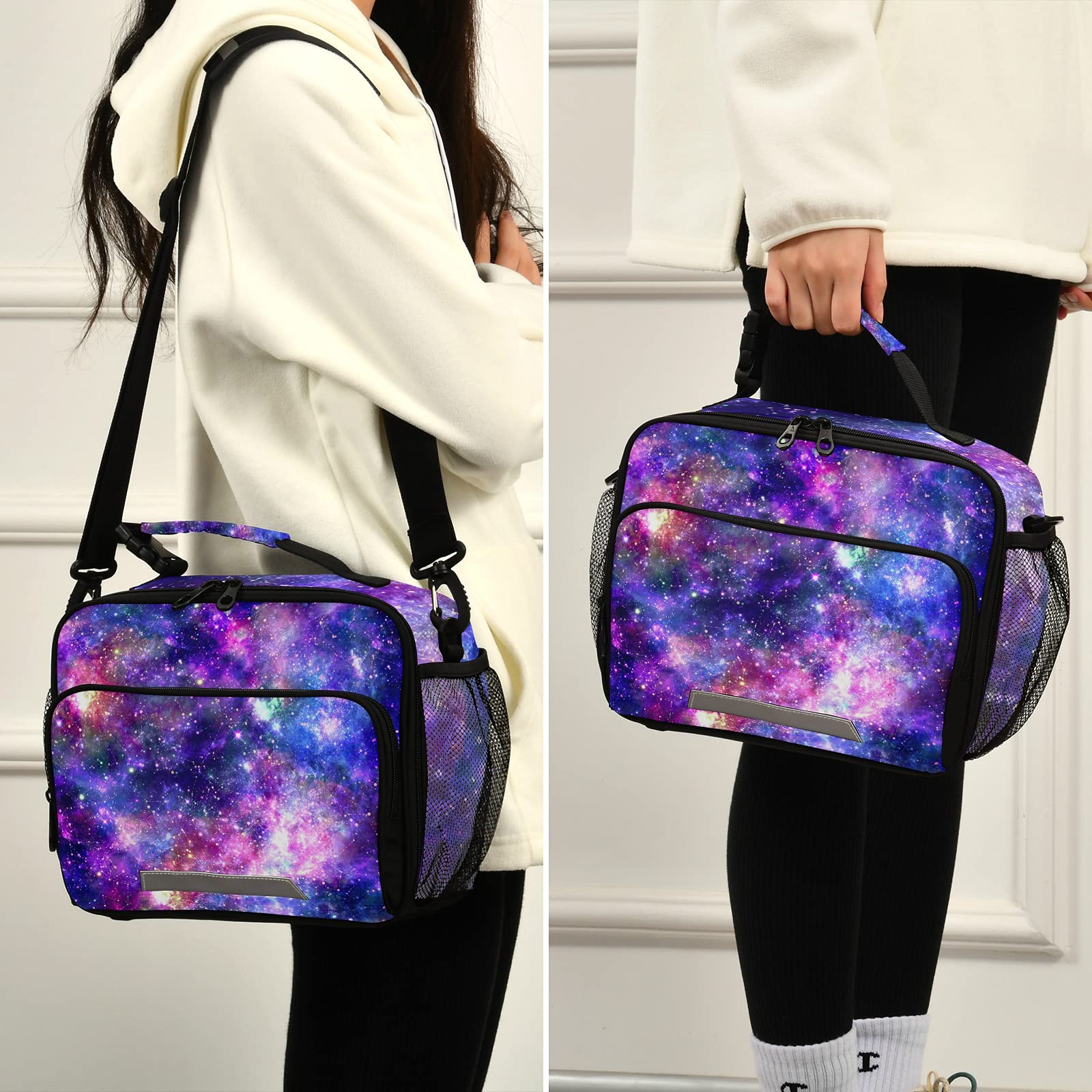 Galactic Universe Tie Dye Insulated Lunch Box for Women & Girls - Reusable Cooler Tote Bag for Work, School, Picnic & Outdoor Activities | Cute Shoulder Lunch Bag for Office, College & Beach Trips