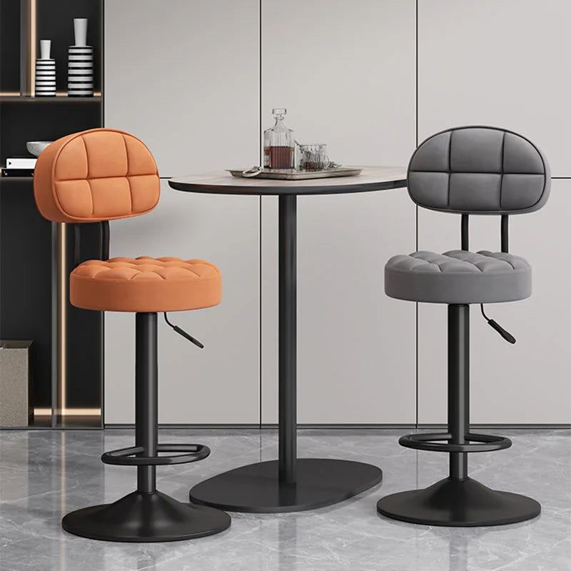 Modern Minimalist Swivel Bar Stool - Adjustable Height Counter Stool with Footrest for Kitchen Island, Breakfast Nook & Home Bar (Black)