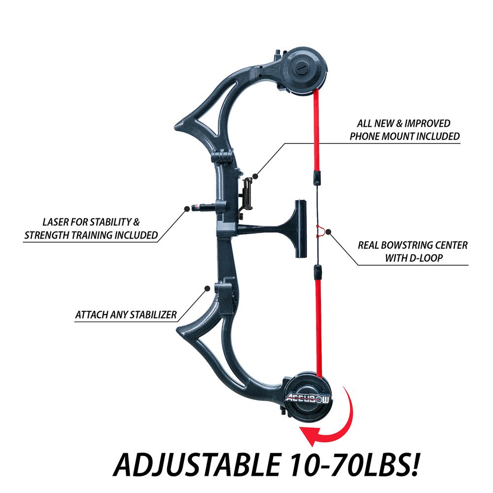 AccuBow 2.0 Carbon Fiber Virtual Archery Training Kit - Silver | Professional Bow Trainer for Indoor/Outdoor Practice | Perfect for Beginners & Advanced Archers