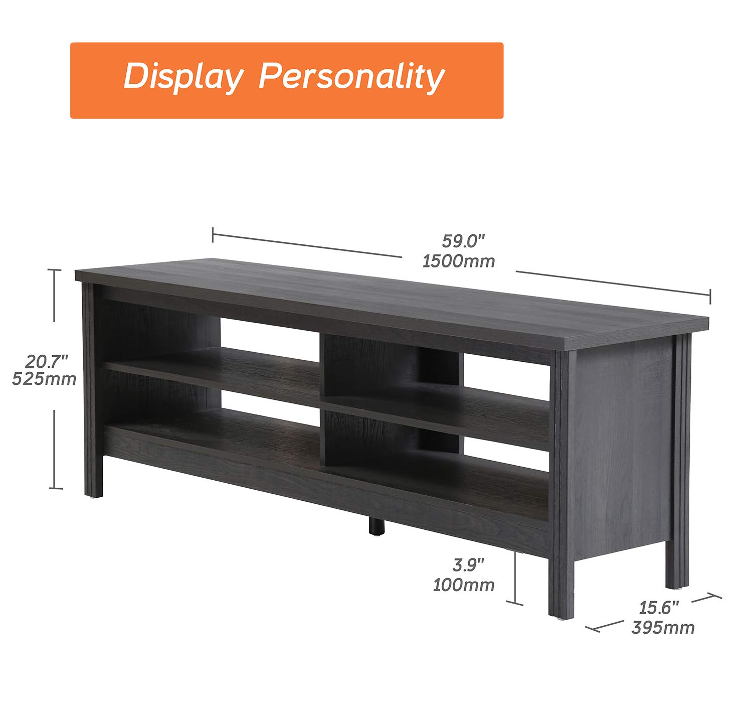 FITUEYES 65 Inch TV Stand with LED Lights, Entertainment Center with 4 Storage Cubby - Modern TV Console Table for Living Room & Bedroom (60