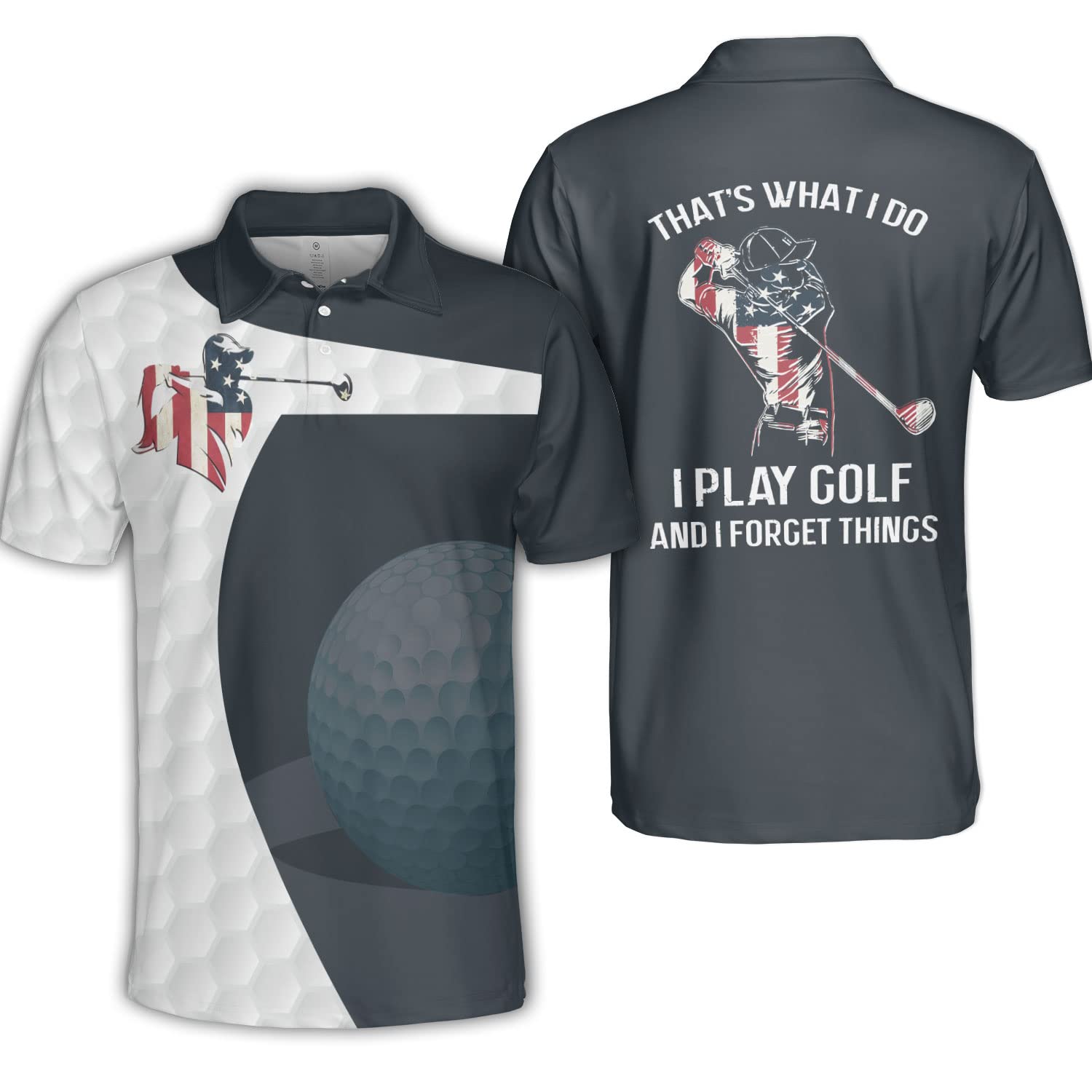 Pologap Men's Dry Fit American Flag Golf Polo Shirts - USA Patriotic Golf Apparel for Men - Perfect Golf Gifts & Casual Wear for Golfers, Outdoor Sports & Summer Activities