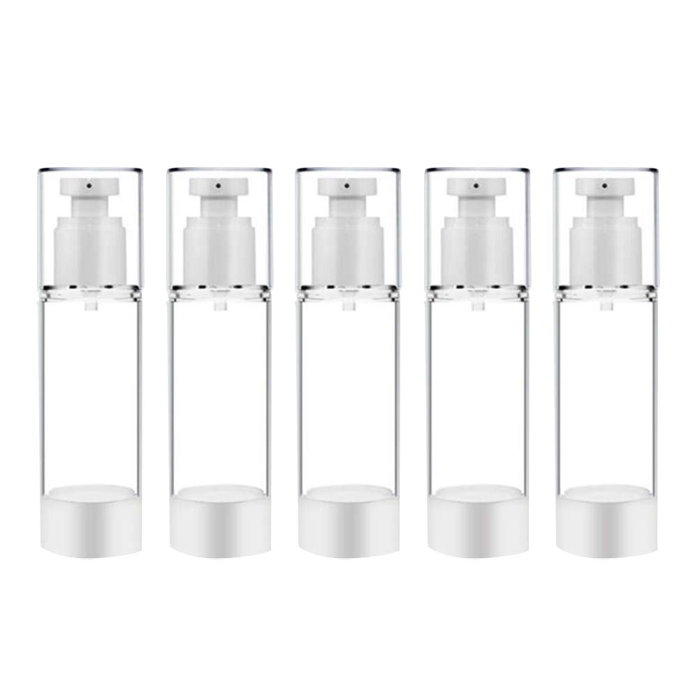 DOITOOL 5-Pack 30ML Pump Dispenser Bottles - Portable Empty Press-Type Lotion Containers for Travel, Cosmetics, Skincare & Essential Oils Refillable Dispenser
