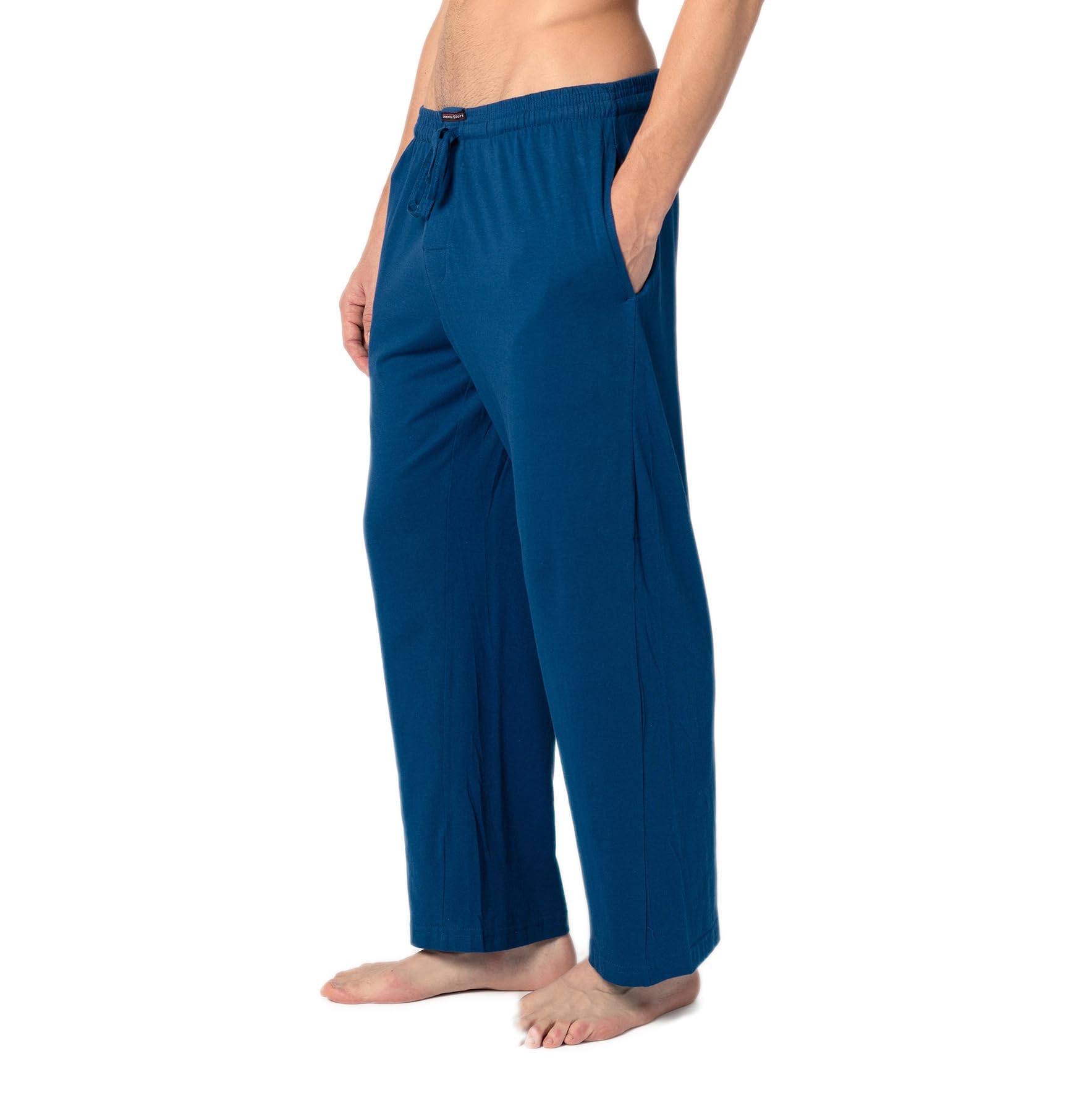 Andrew Scott Men's 6 Pack 100% Cotton Jersey Knit Yoga Lounge & Sleep Pajama Pants - Soft Comfortable Sleepwear for Relaxing at Home, Yoga, and Lounging
