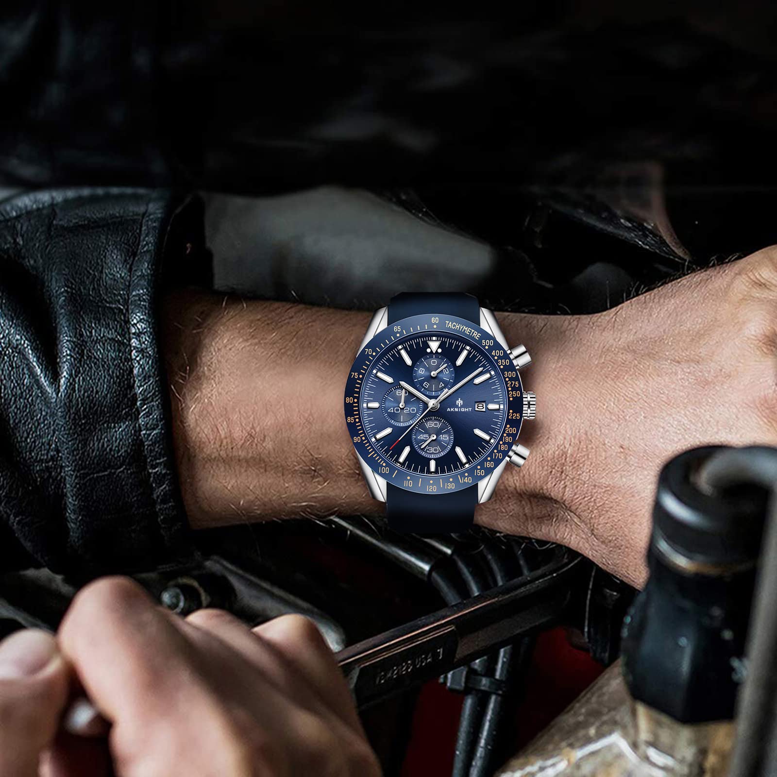 BENYAR AKNIGHT Men's Watches 45mm Big Face Analog Quartz Chronograph - Waterproof Business Dress Watch with Calendar & Luminous Hands for Work, Sport & Casual Wear | Perfect for Office, Gym & Everyday Use