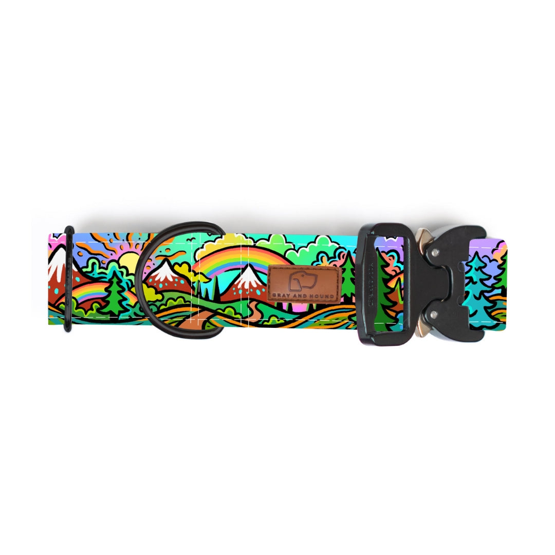 Rainbow Ridge Dog Collar - Limited Edition Artist Design Pet Collar for Small Medium Large Dogs - Perfect for Daily Walks, Training & Fashion Accessories