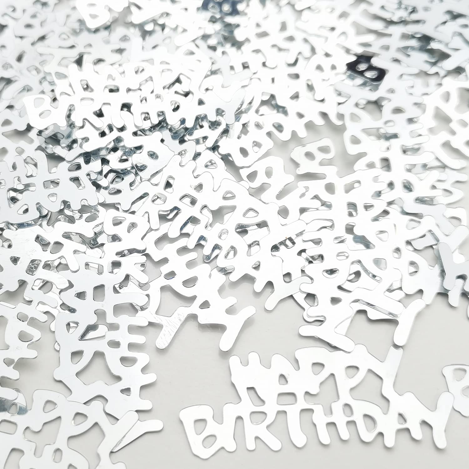 Silver Happy Birthday Confetti - Premium Glitter Party Decorations for Birthday Celebrations | Perfect for Men, Women, Boys & Girls | Ideal for Table Decor, Cake Toppers & Party Photo Backdrops