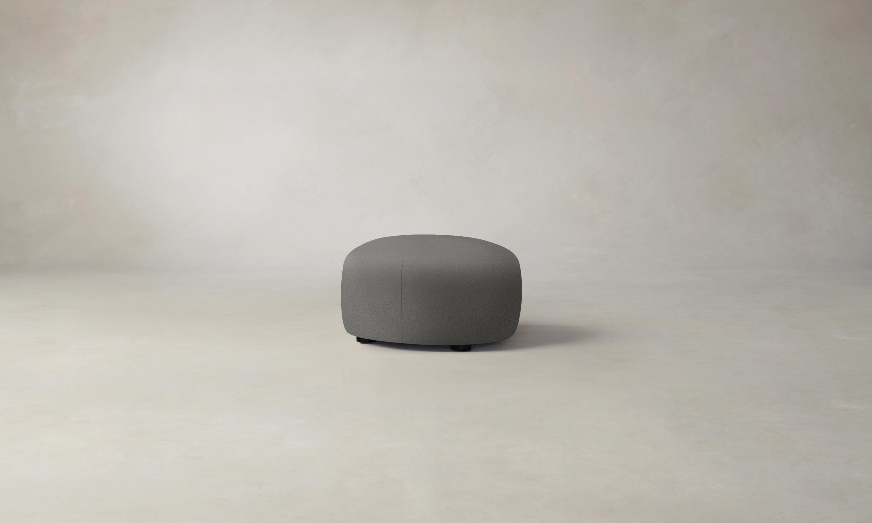 Premium Pebbled Leather Chelsea Ottoman in Ash - Stylish Footrest & Extra Seating for Living Room, Bedroom, or Office