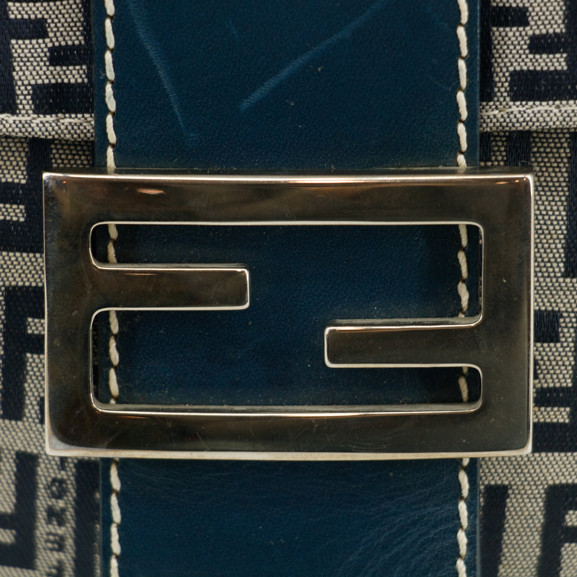 Fendi FF Zucchino Blue Leather Bucket Shoulder Bag for Women - Luxury Designer Handbag #3001 | Perfect for Daily Use, Travel & Fashion Accessories