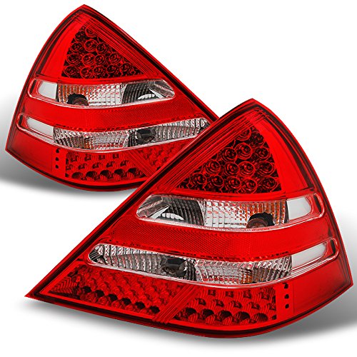 AKKON Red Clear LED Tail Lights Brake Lamps for Mercedes Benz R170 SLK Class - Left & Right Replacement Pair | Enhances Night Visibility & Style