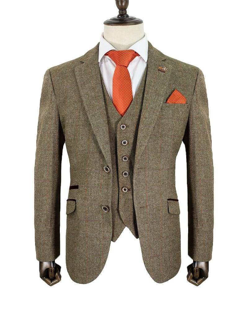 Cavani Gaston Sage Men's 3 Piece Suit - Premium Slim Fit Business Suit for Weddings, Interviews & Formal Events