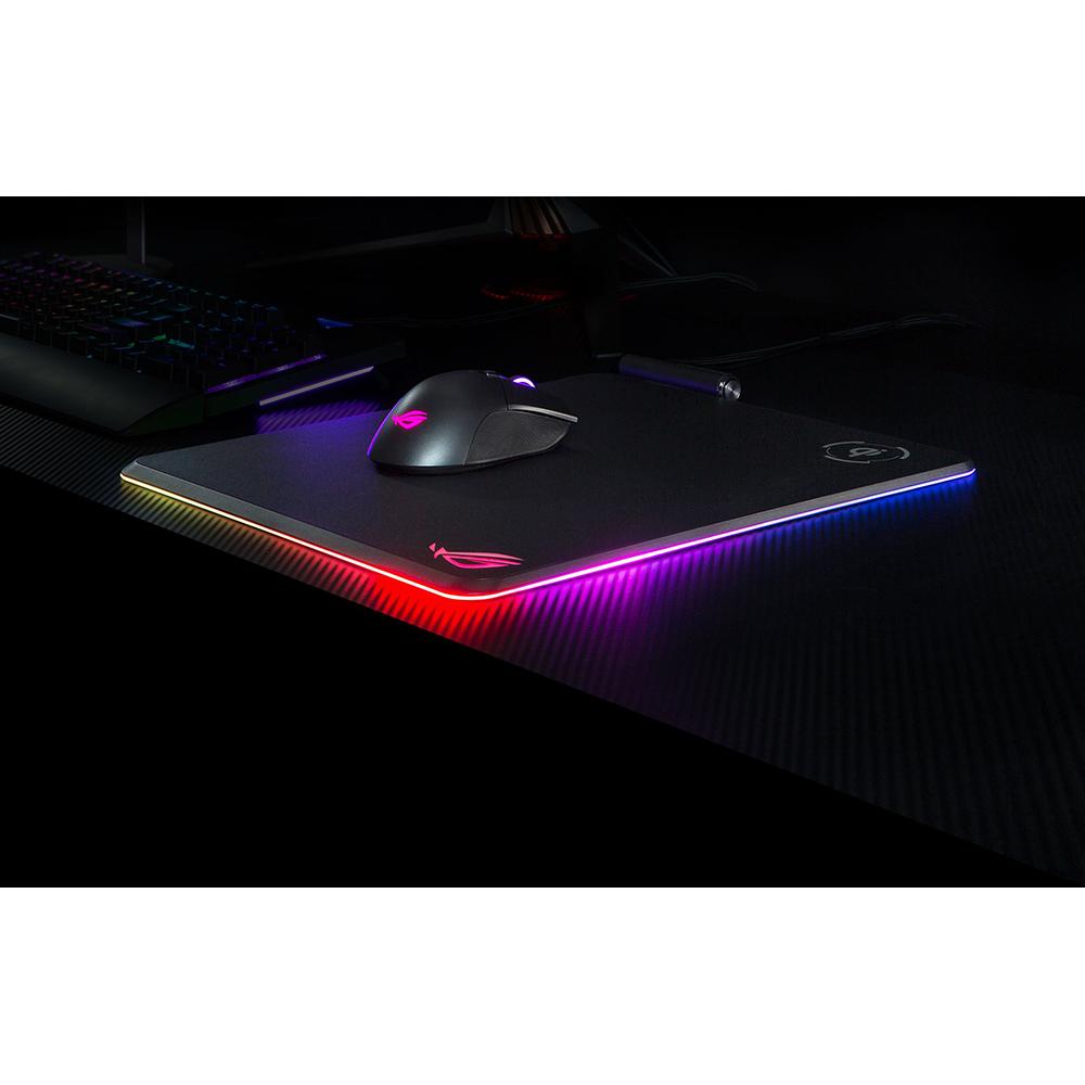 ASUS ROG Balteus Qi Wireless Charging Gaming Mouse Pad - Large RGB LED Extended Mousepad for PC, Mac - Fast Qi Charging for Phone & Mouse - Perfect for Gaming Setup, Office Work & Home Use