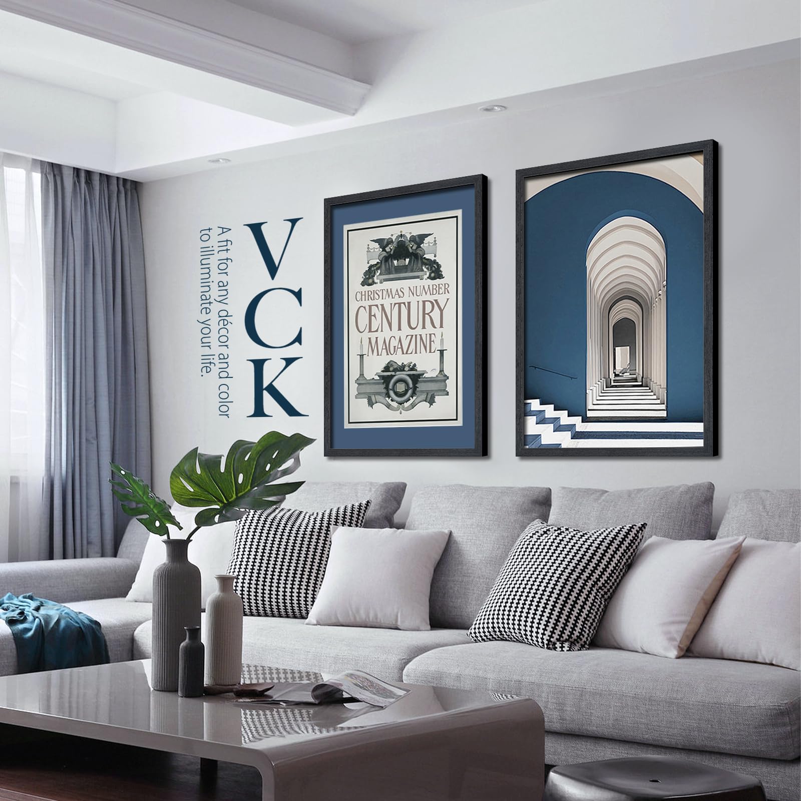 VCK 24x36 Black Oak Poster Frame 3 Pack - Natural Textured Solid Wood Picture Frames for Wall Hanging | Perfect for Home Decor, Office Art Display & Photo Gallery Arrangement