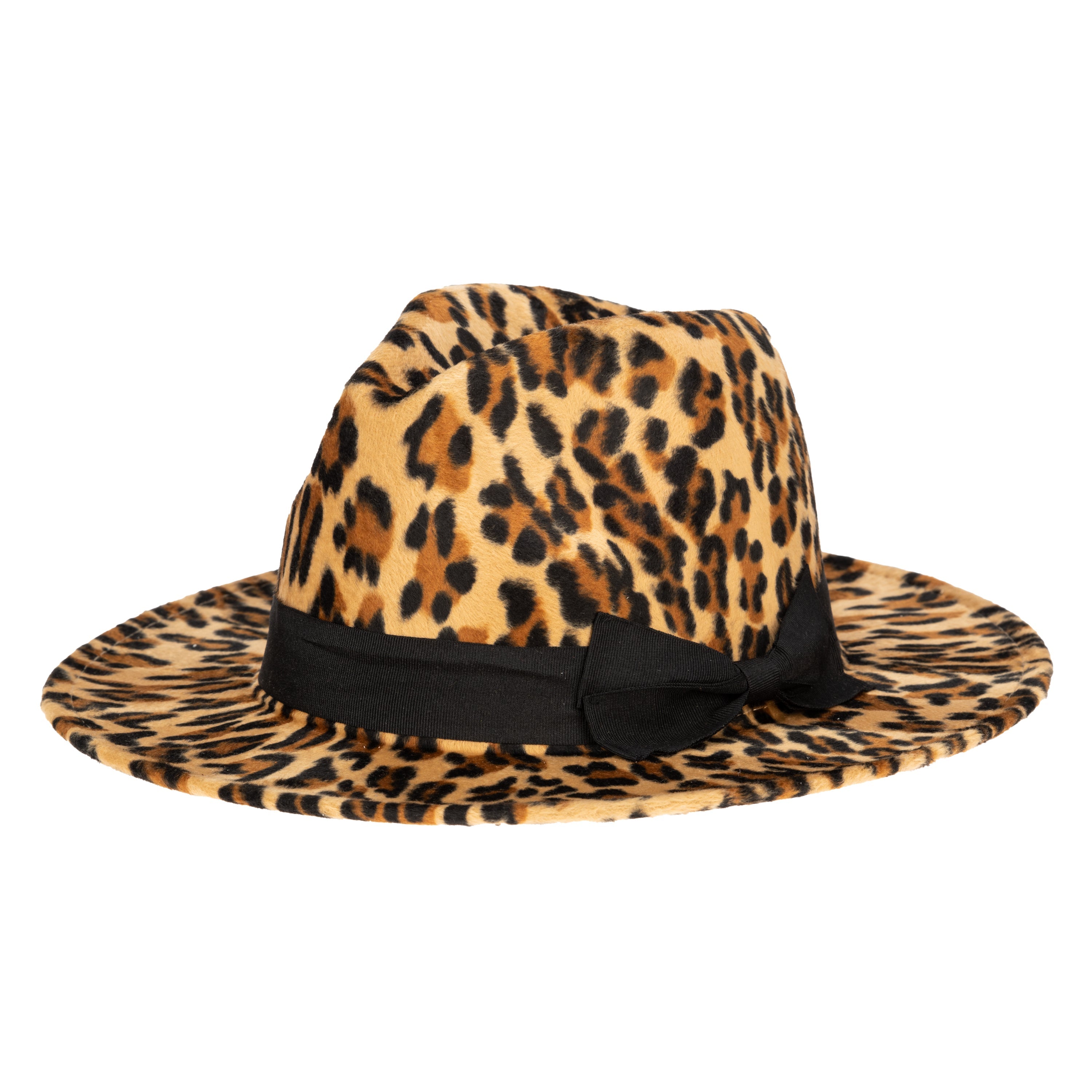 Stylish Faux Felt Leopard Print Fedora Hat for Women - Fashionable Animal Print Wide Brim Hat for Parties, Weddings, and Outdoor Events