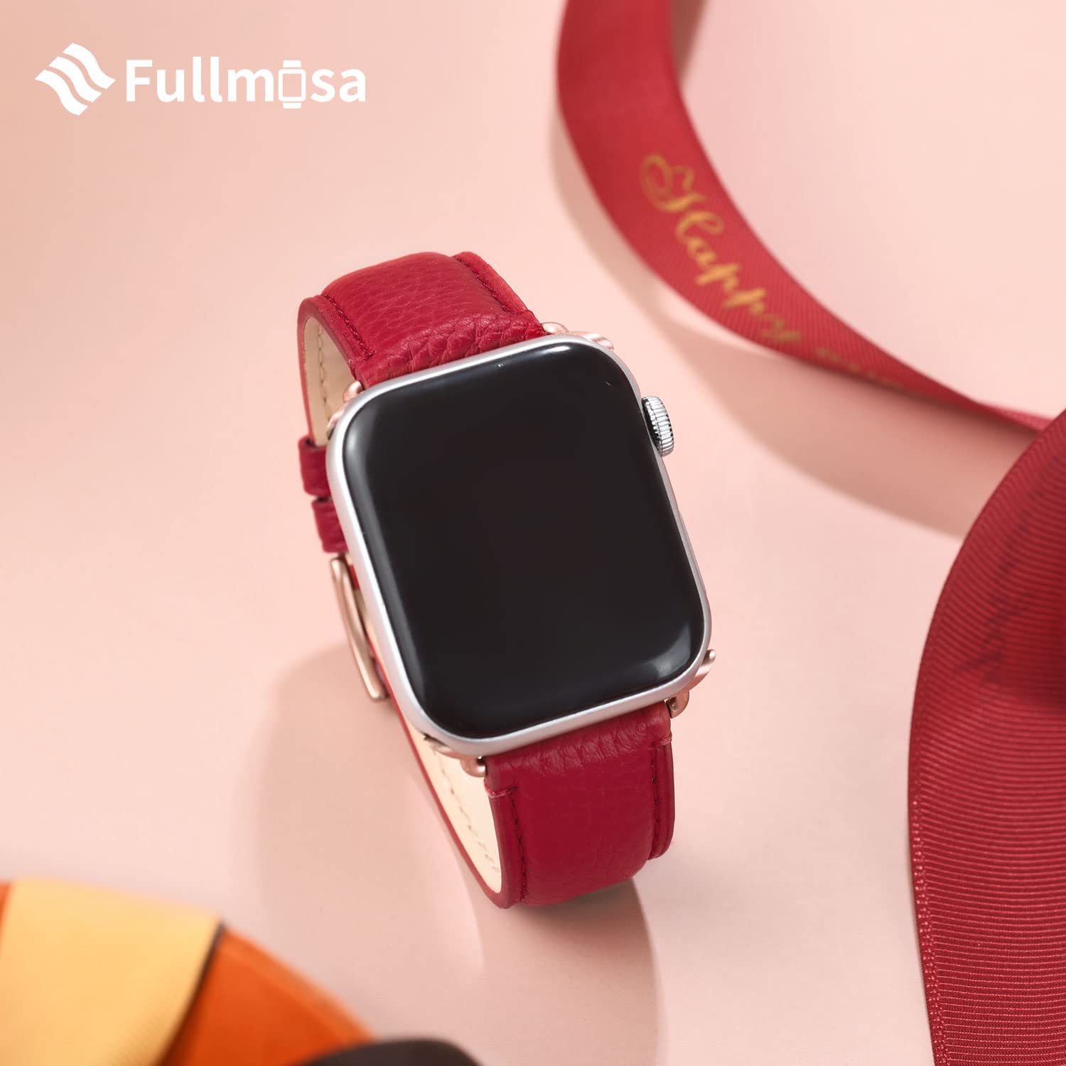 Premium Fullmosa Leather Bands for Apple Watch 38mm 40mm 41mm 42mm 44mm 45mm 49mm - Stylish Replacement Strap Compatible with iWatch Series 9/8/7/6/5/4/3/2/1/SE/Ultra 2 - Elegant Dressy Watch Band for Women - Perfect for Work, Parties & Everyday Wear