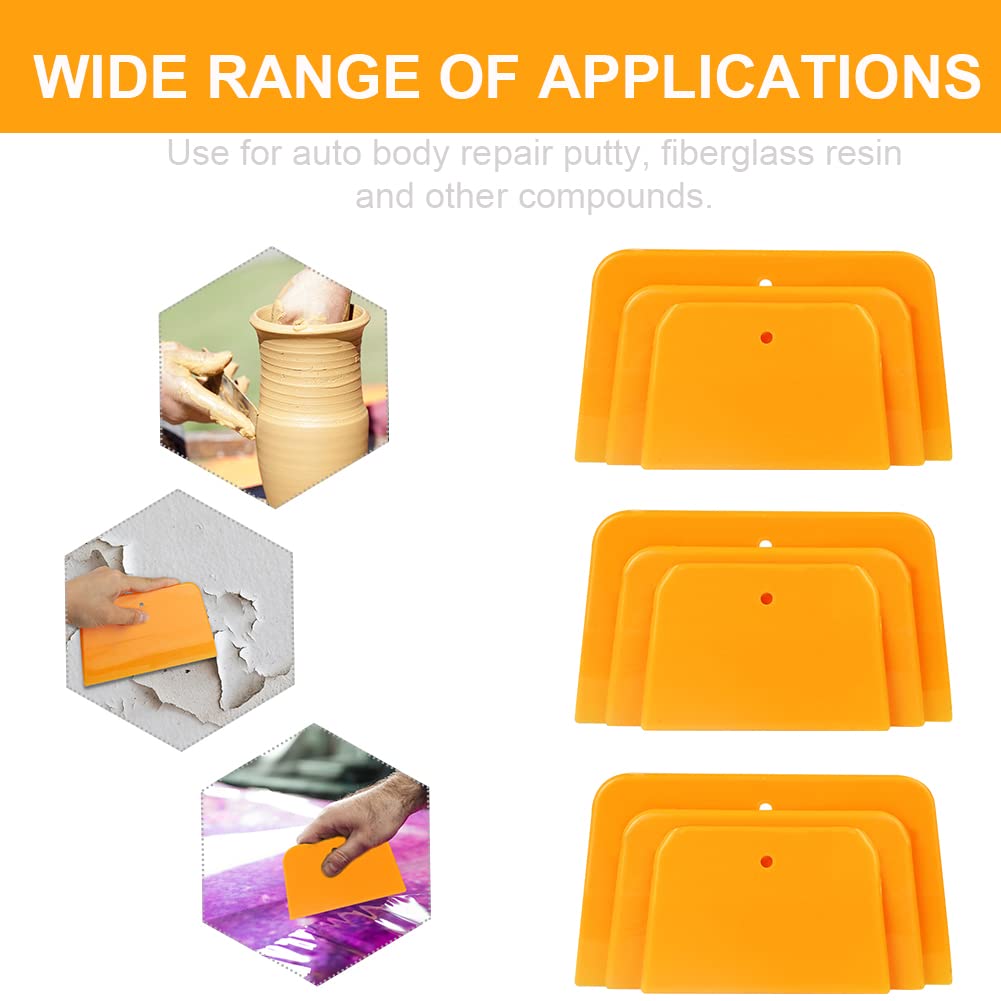 15-Piece Hard Plastic Body Filler Spreader Set - 4/5/6 Inch DIY Auto Body Repair Tools for Car Bondo, Crafts & Painting (Orange) - Perfect for Auto Body Shops, DIY Enthusiasts & Professional Painters