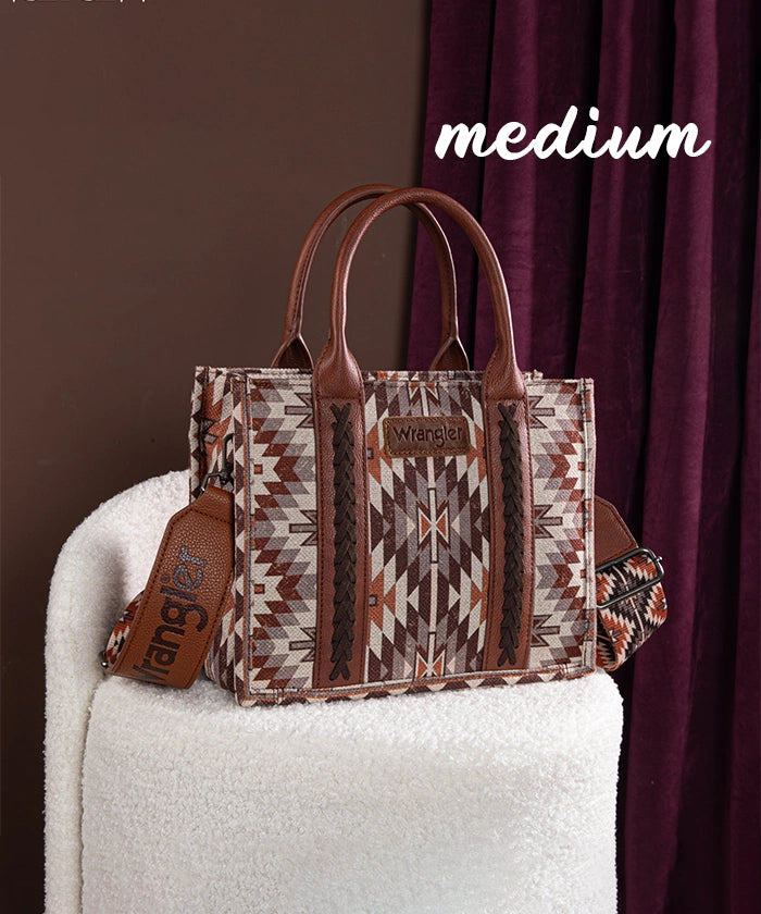 Wrangler Aztec Print Whipstitch Canvas Tote Bag Set - Stylish & Durable Handbag for Women, Perfect for Shopping, Beach & Everyday Use