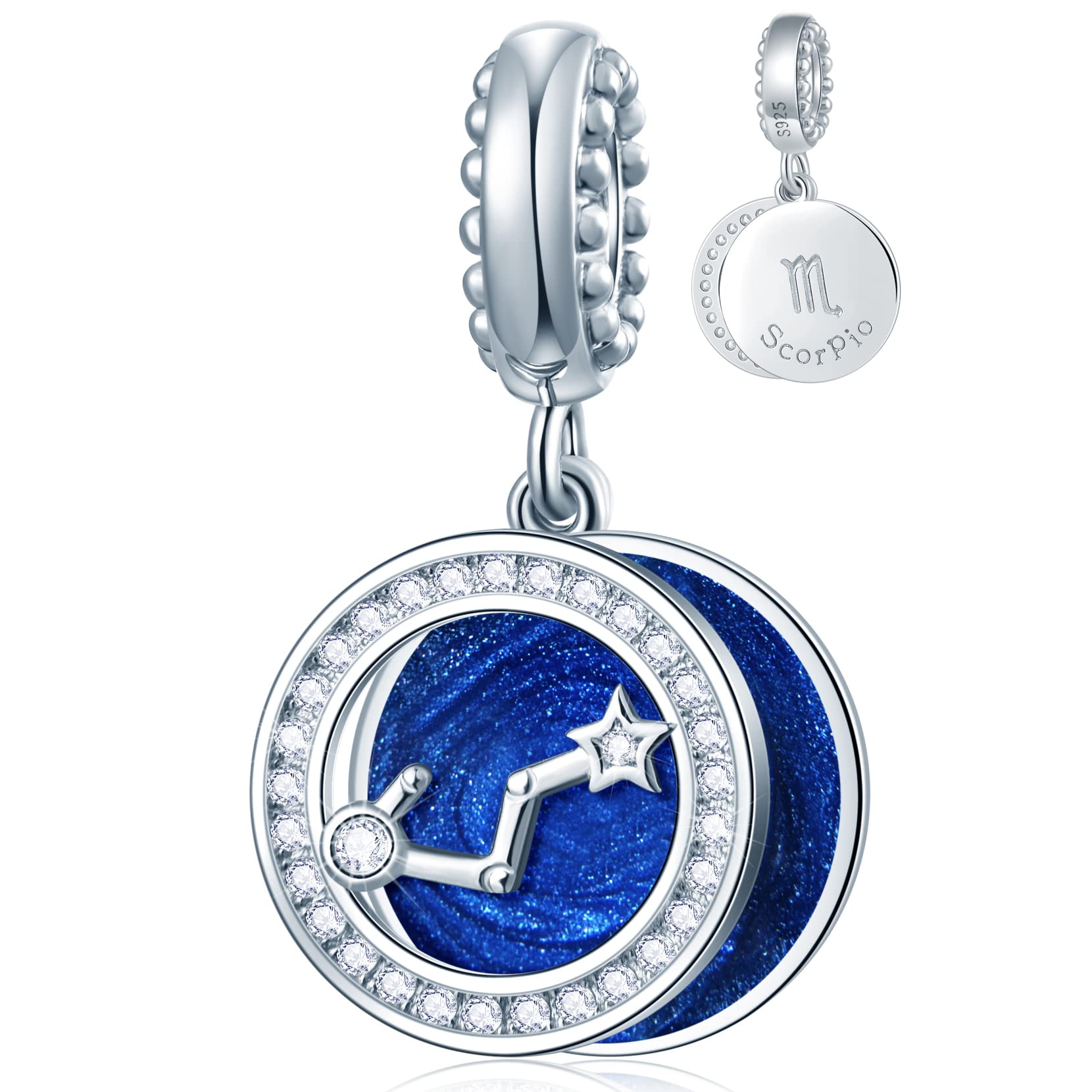 925 Sterling Silver Zodiac Sign Charms for Bracelets & Necklaces - 12 Constellation Pendant Charms for Women, Men & Girls - Perfect Birthday Gift & Astrology Jewelry for Daily Wear, Parties & Special Occasions