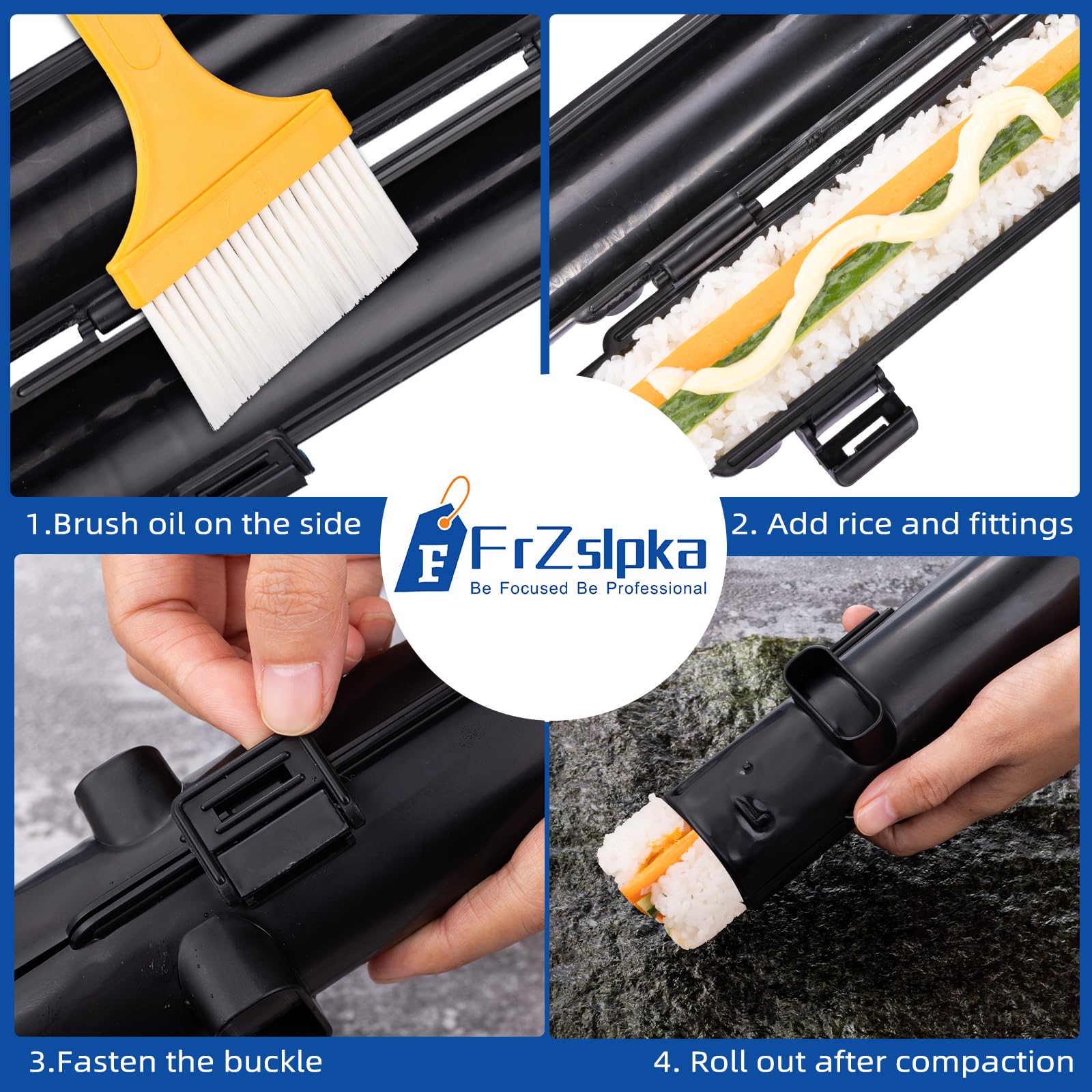 **Premium Sushi Maker Kit - BPA-Free Food Grade Plastic Sushi Roller Bazooka for Beginners & Kids - Easy Homemade Sushi Making at Home (Black) - Perfect for Family Cooking, Parties & Healthy Meal Prep**