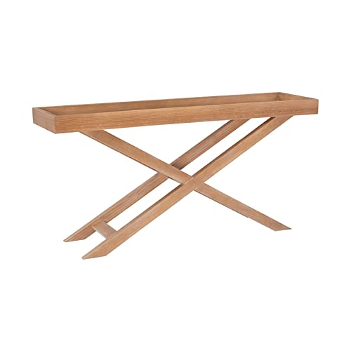 Pemberly Row Coastal Solid Wood Console Table in Natural - Rustic Entryway Table for Hallway, Living Room & Farmhouse Decor